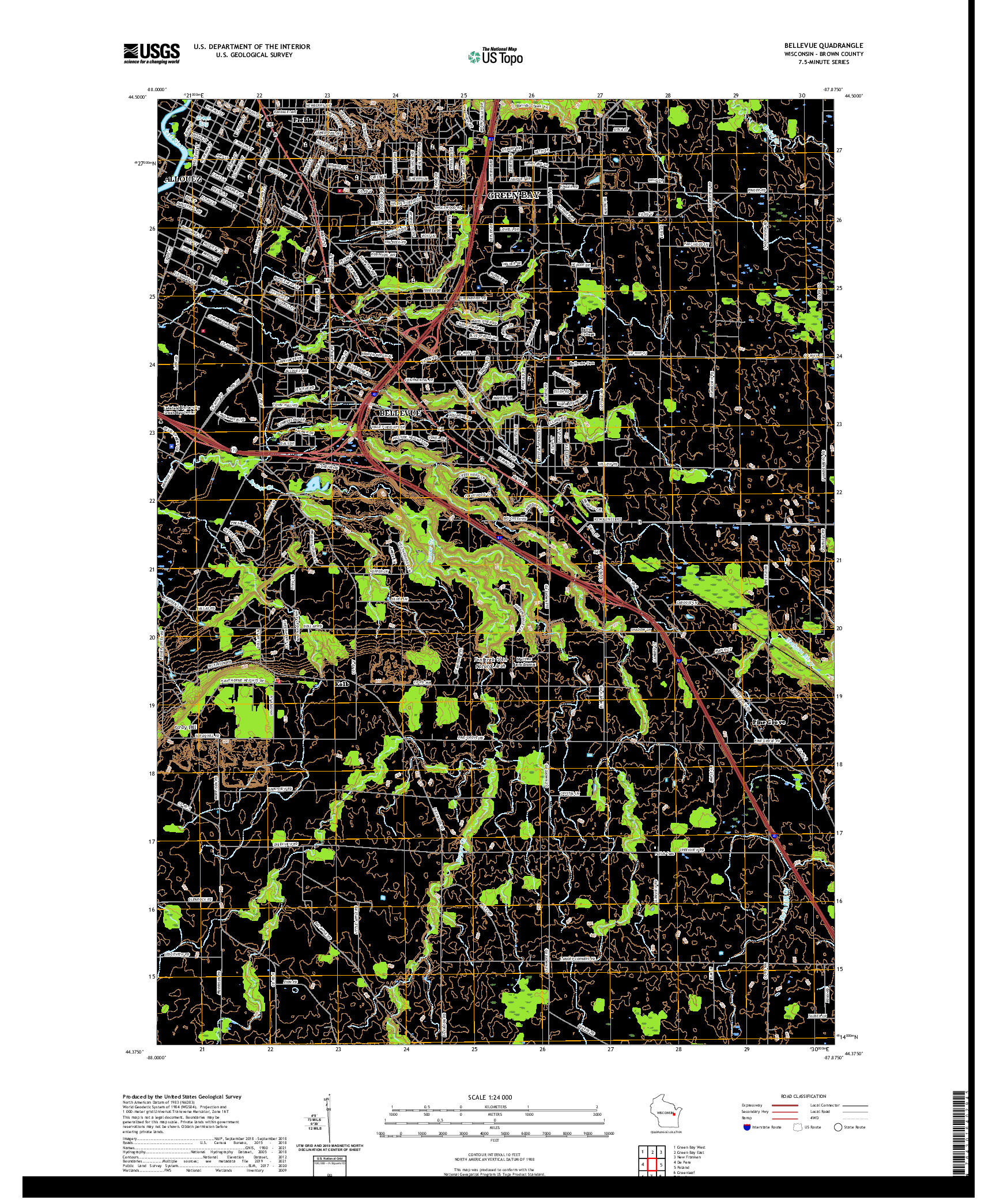 US TOPO 7.5-MINUTE MAP FOR BELLEVUE, WI