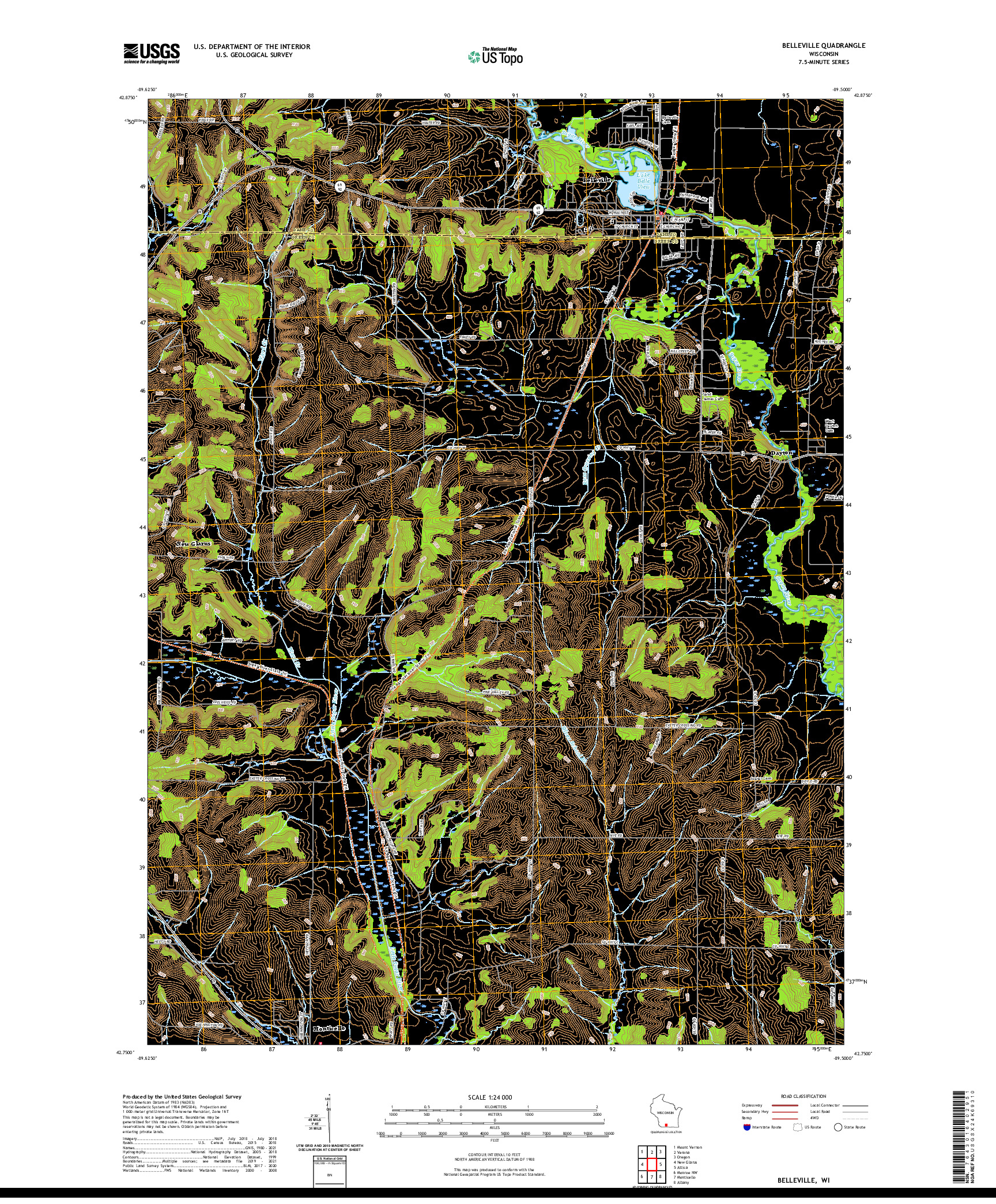 US TOPO 7.5-MINUTE MAP FOR BELLEVILLE, WI