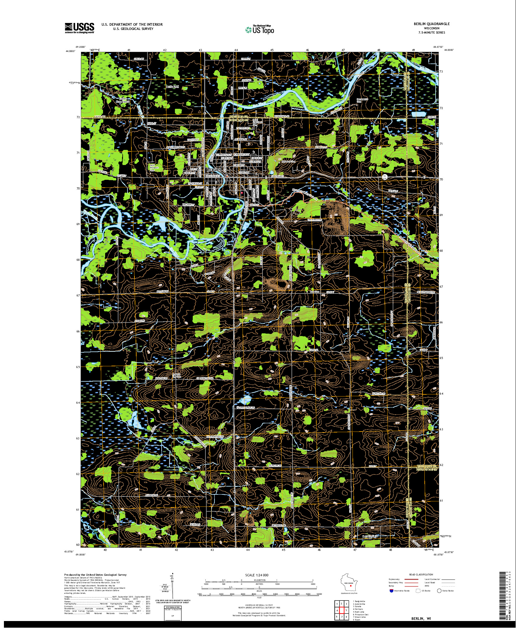 US TOPO 7.5-MINUTE MAP FOR BERLIN, WI