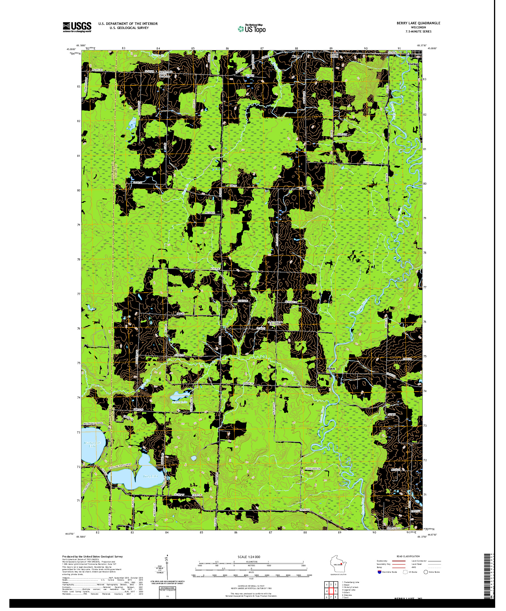 US TOPO 7.5-MINUTE MAP FOR BERRY LAKE, WI