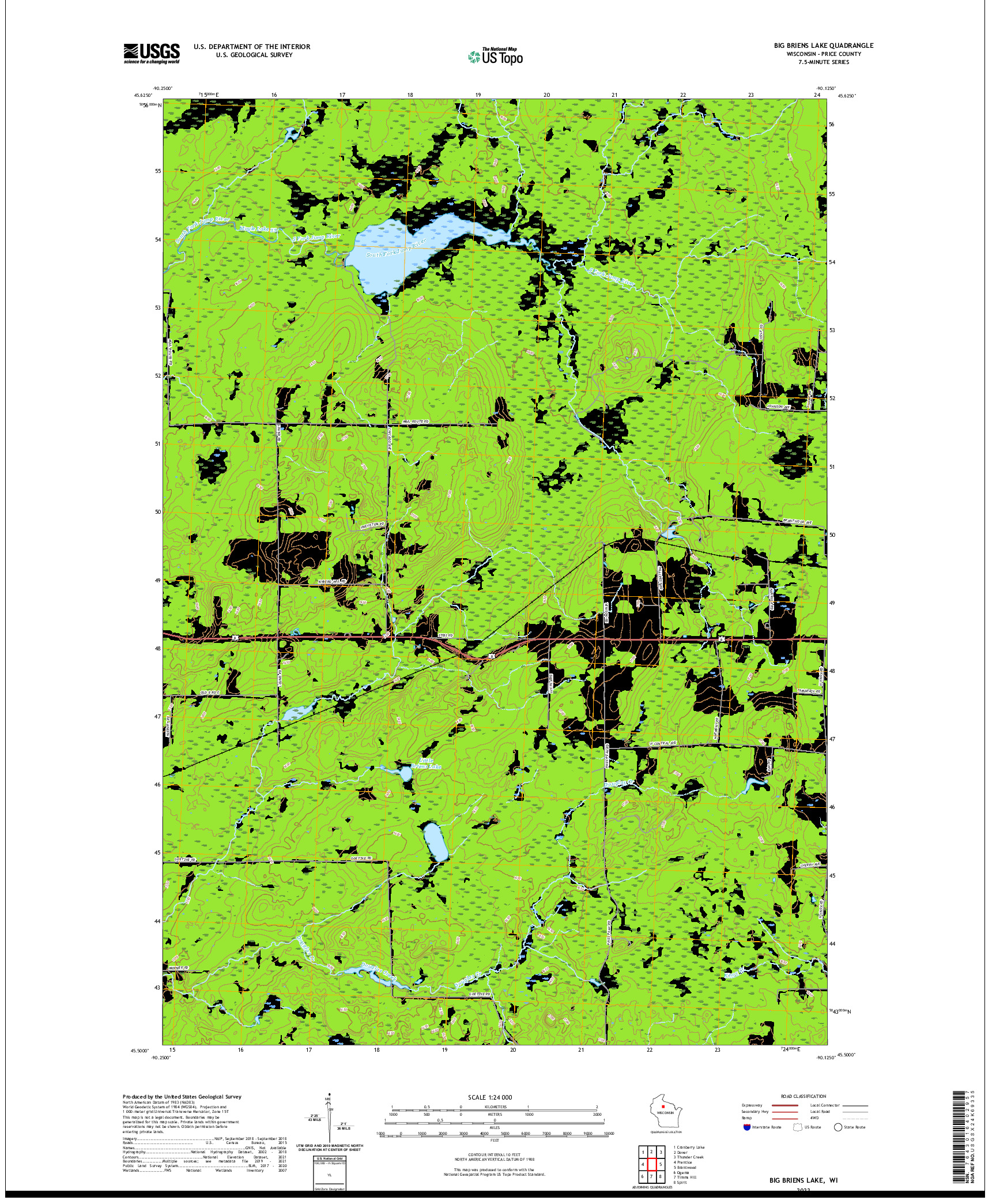 US TOPO 7.5-MINUTE MAP FOR BIG BRIENS LAKE, WI