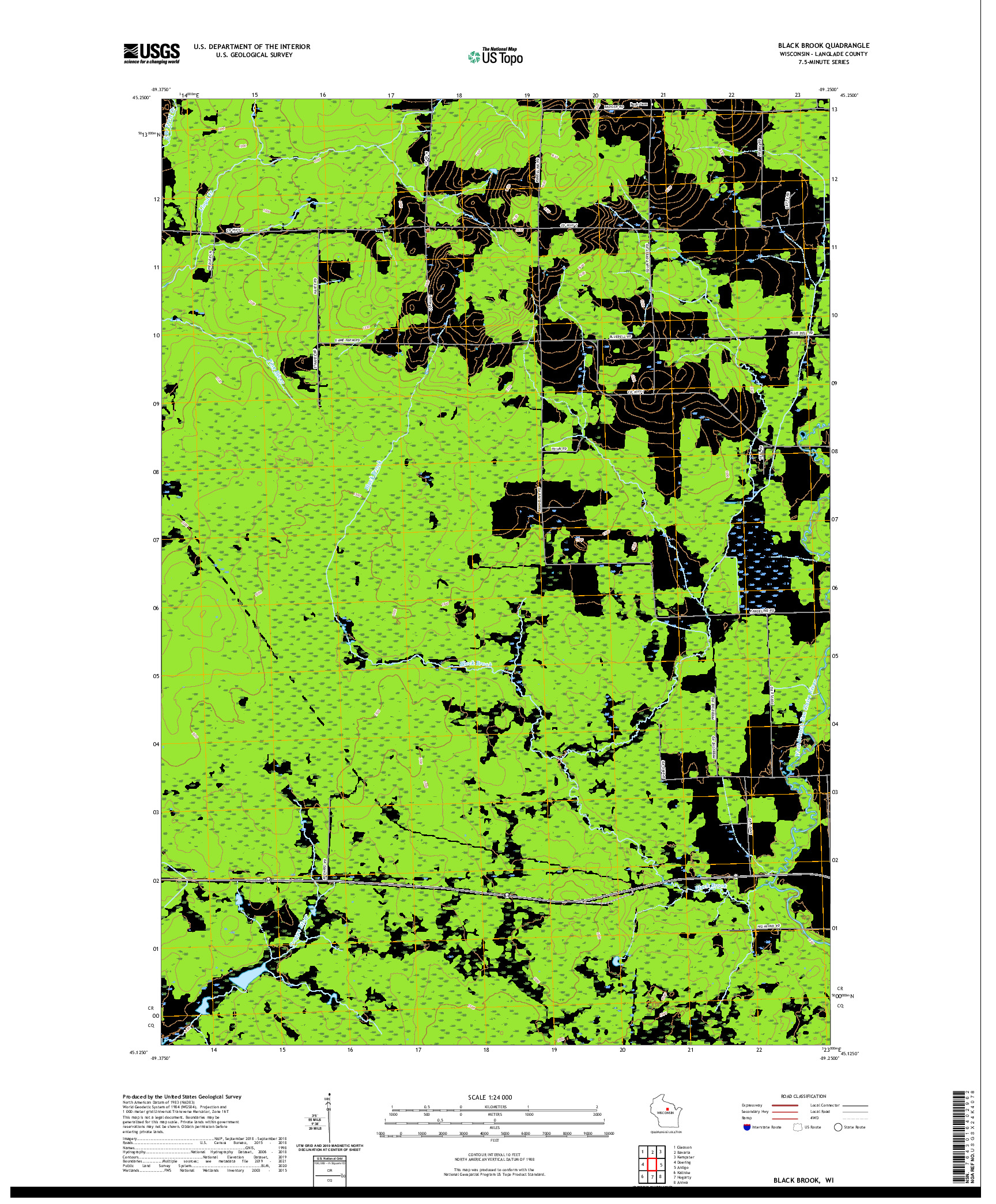 US TOPO 7.5-MINUTE MAP FOR BLACK BROOK, WI