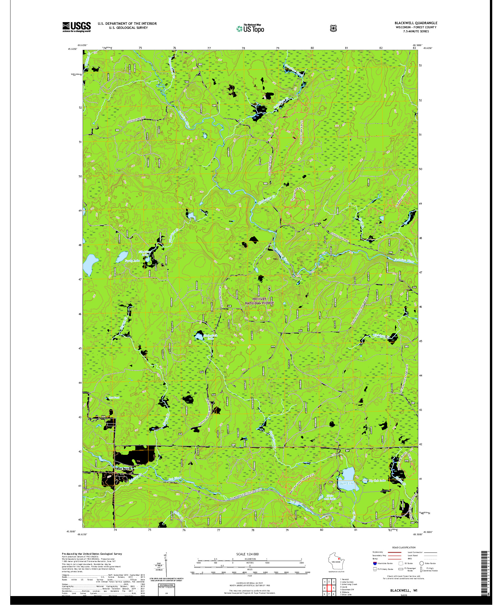US TOPO 7.5-MINUTE MAP FOR BLACKWELL, WI
