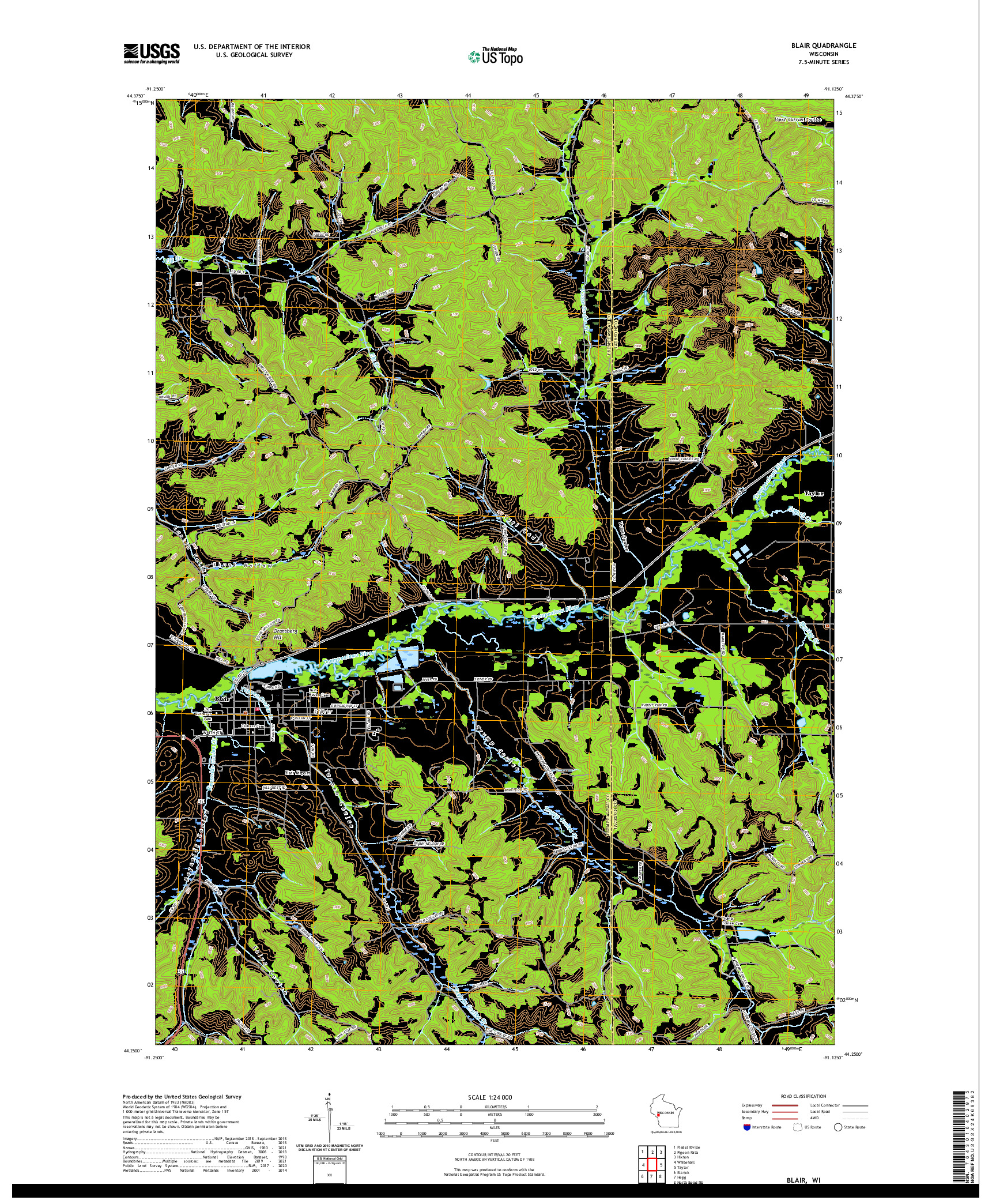 US TOPO 7.5-MINUTE MAP FOR BLAIR, WI