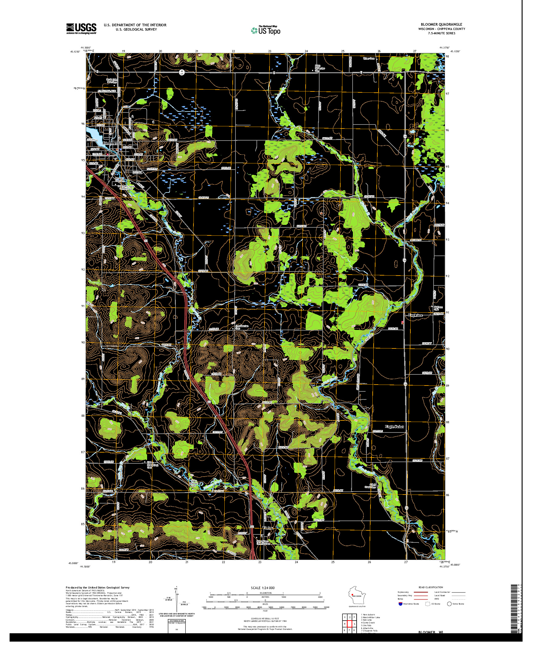 US TOPO 7.5-MINUTE MAP FOR BLOOMER, WI