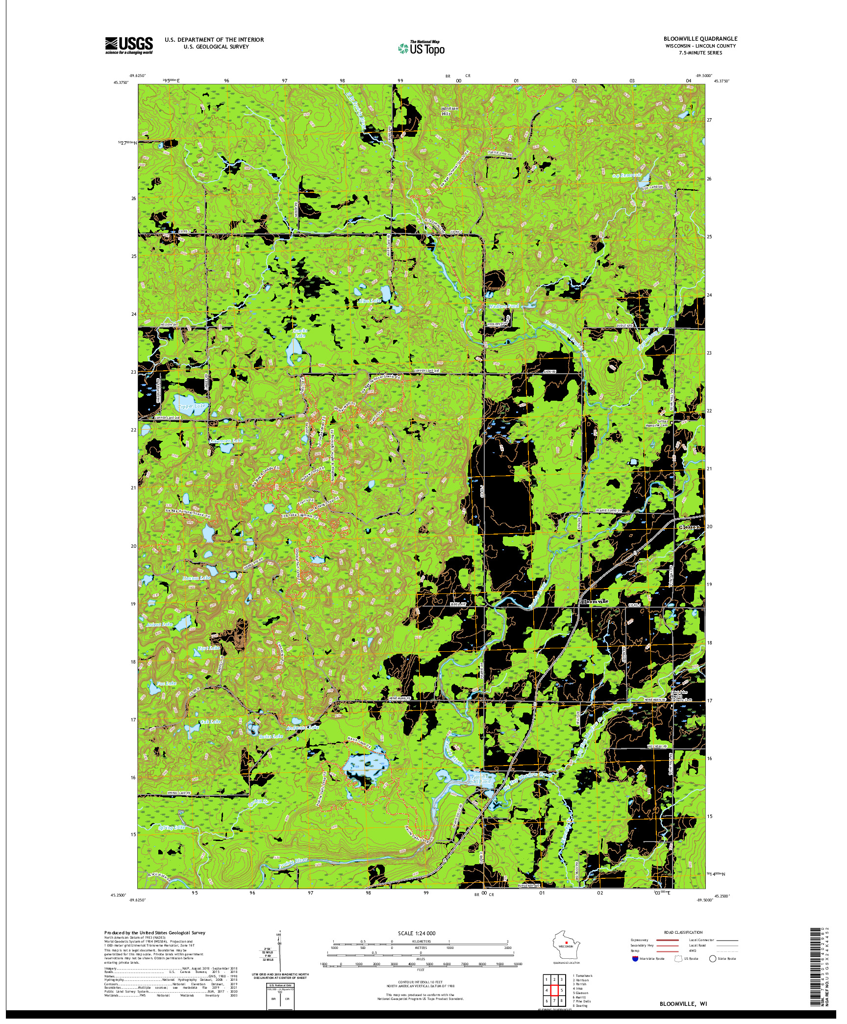 US TOPO 7.5-MINUTE MAP FOR BLOOMVILLE, WI