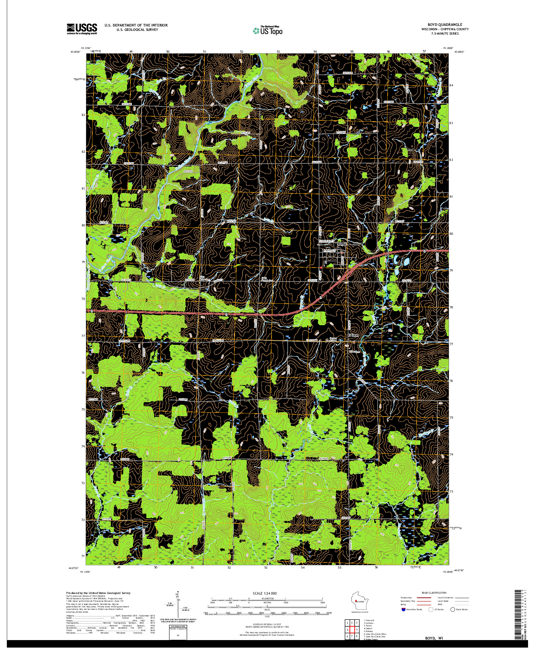 US TOPO 7.5-MINUTE MAP FOR BOYD, WI