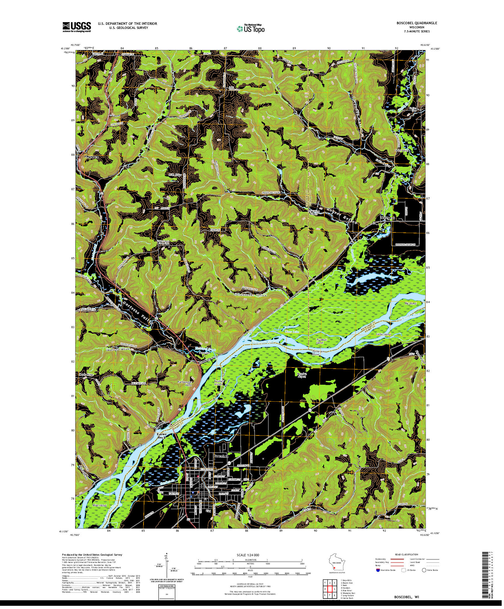 US TOPO 7.5-MINUTE MAP FOR BOSCOBEL, WI