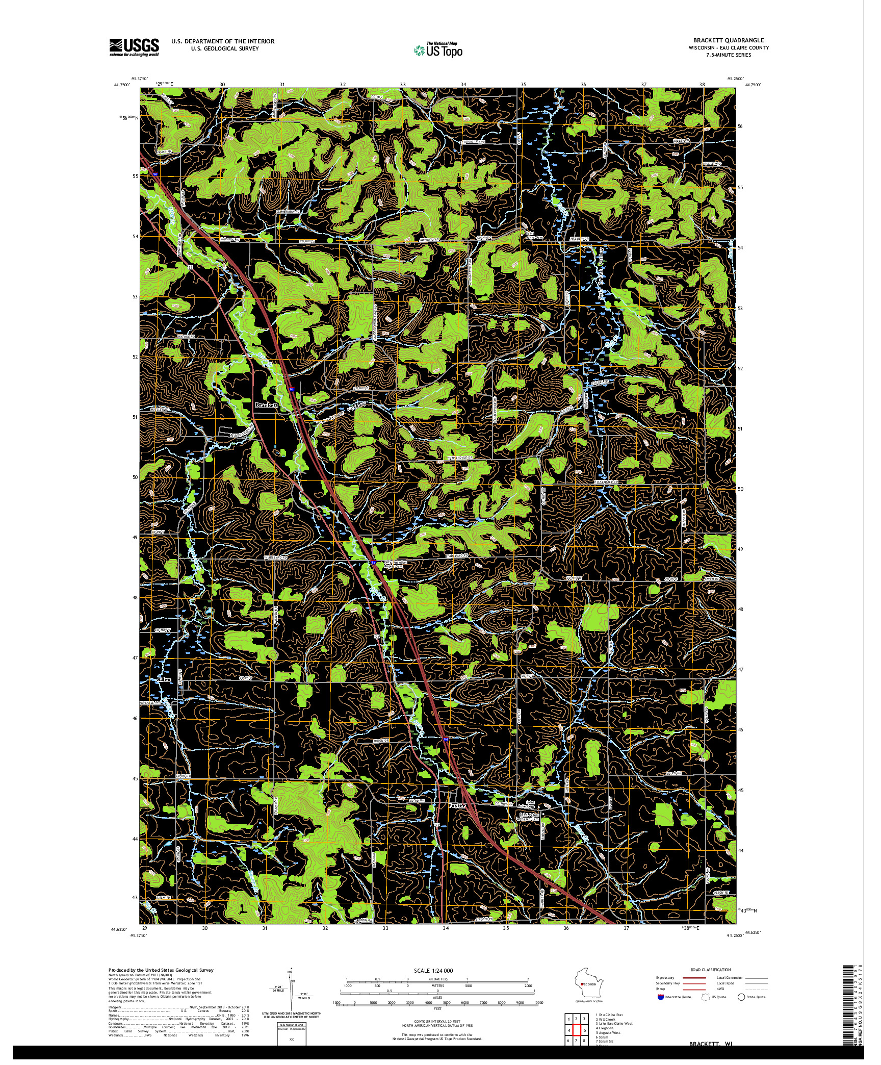 US TOPO 7.5-MINUTE MAP FOR BRACKETT, WI