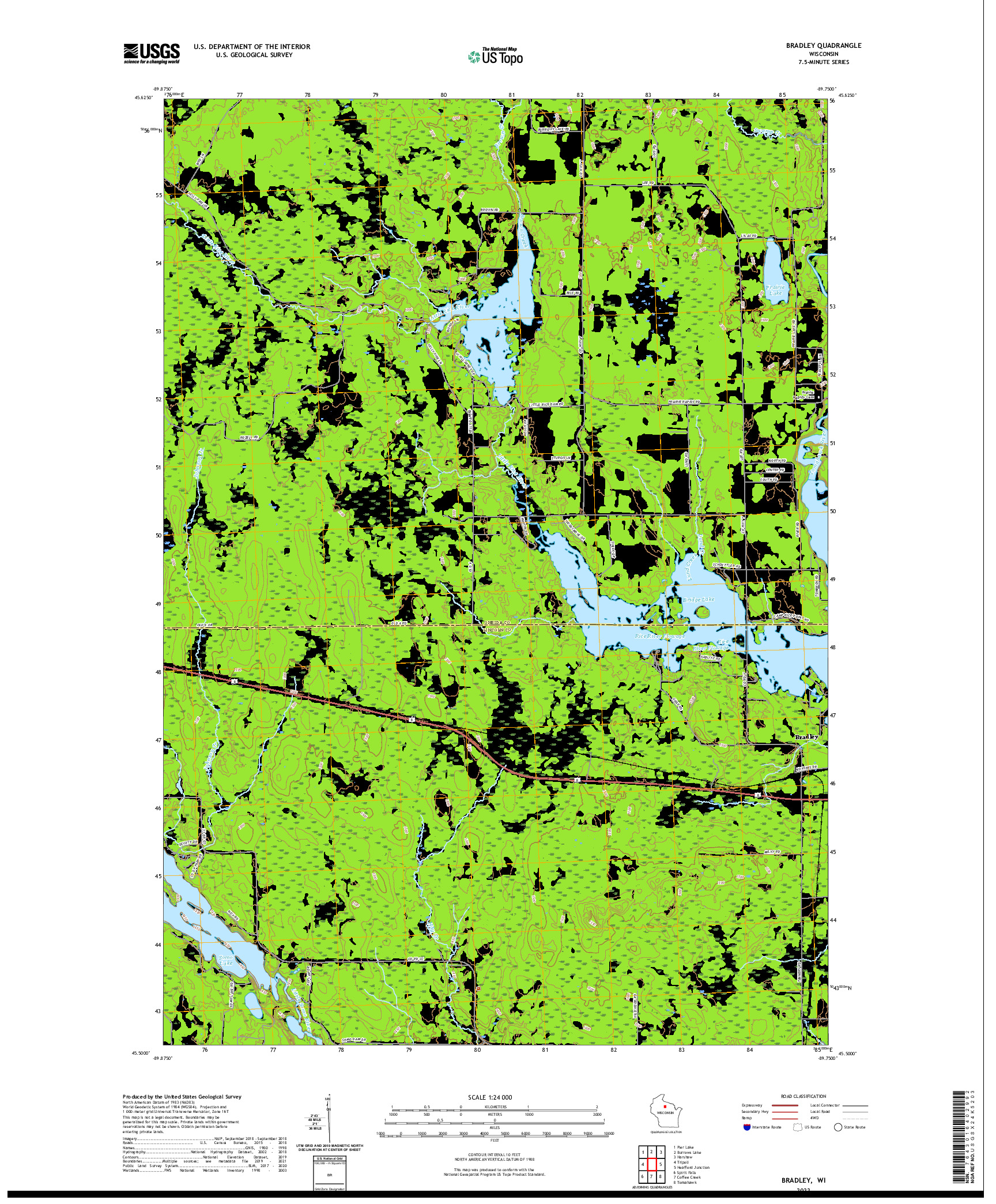 US TOPO 7.5-MINUTE MAP FOR BRADLEY, WI