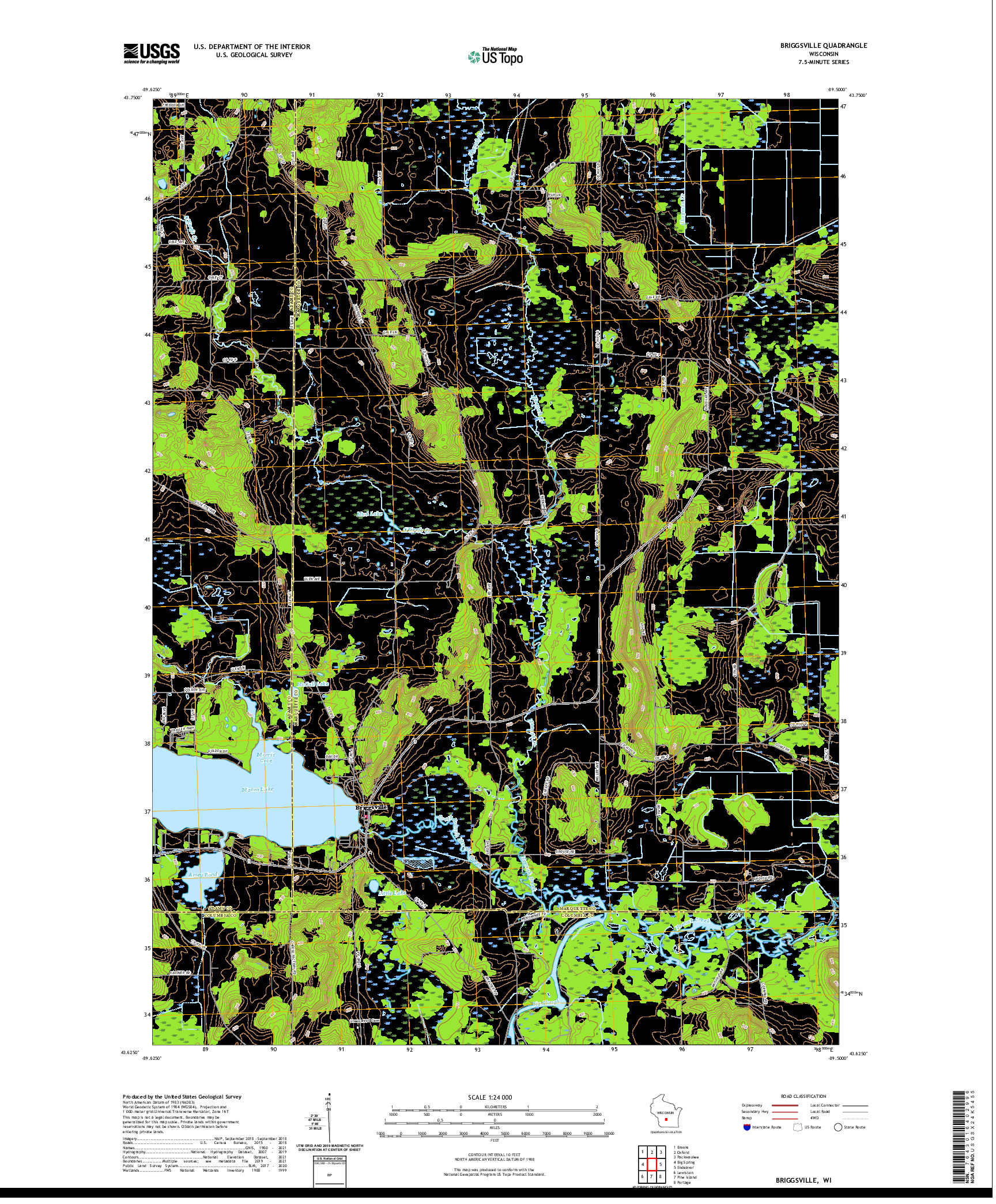 US TOPO 7.5-MINUTE MAP FOR BRIGGSVILLE, WI