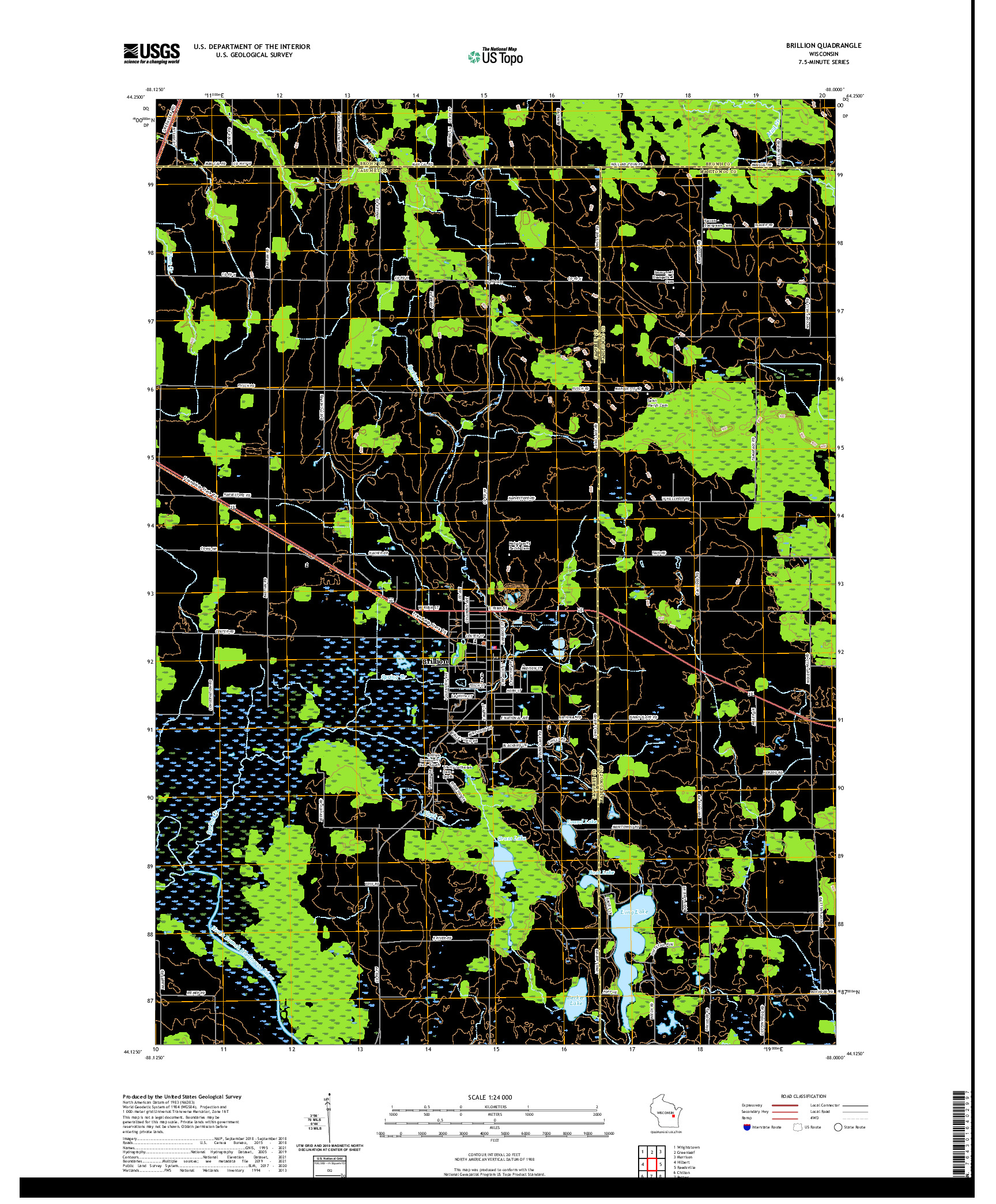 US TOPO 7.5-MINUTE MAP FOR BRILLION, WI