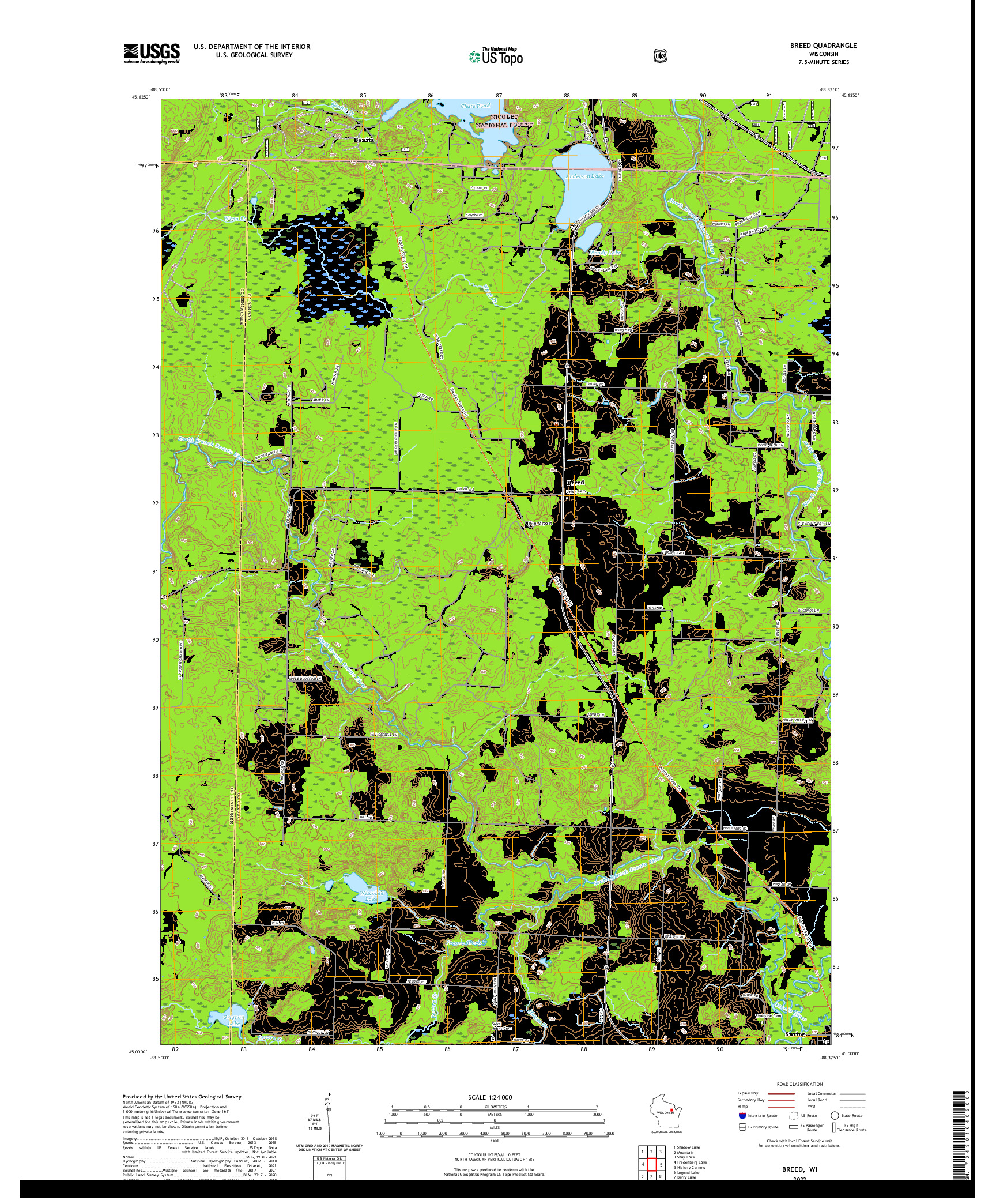 US TOPO 7.5-MINUTE MAP FOR BREED, WI