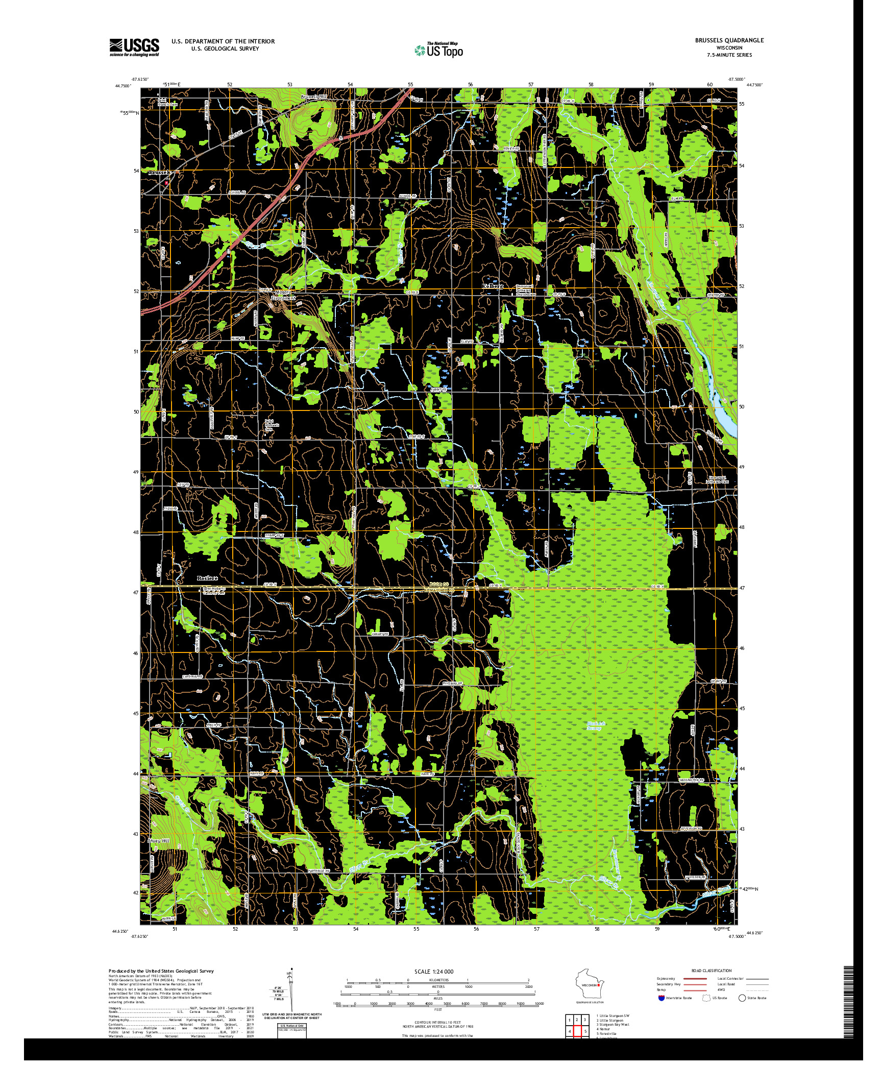 US TOPO 7.5-MINUTE MAP FOR BRUSSELS, WI