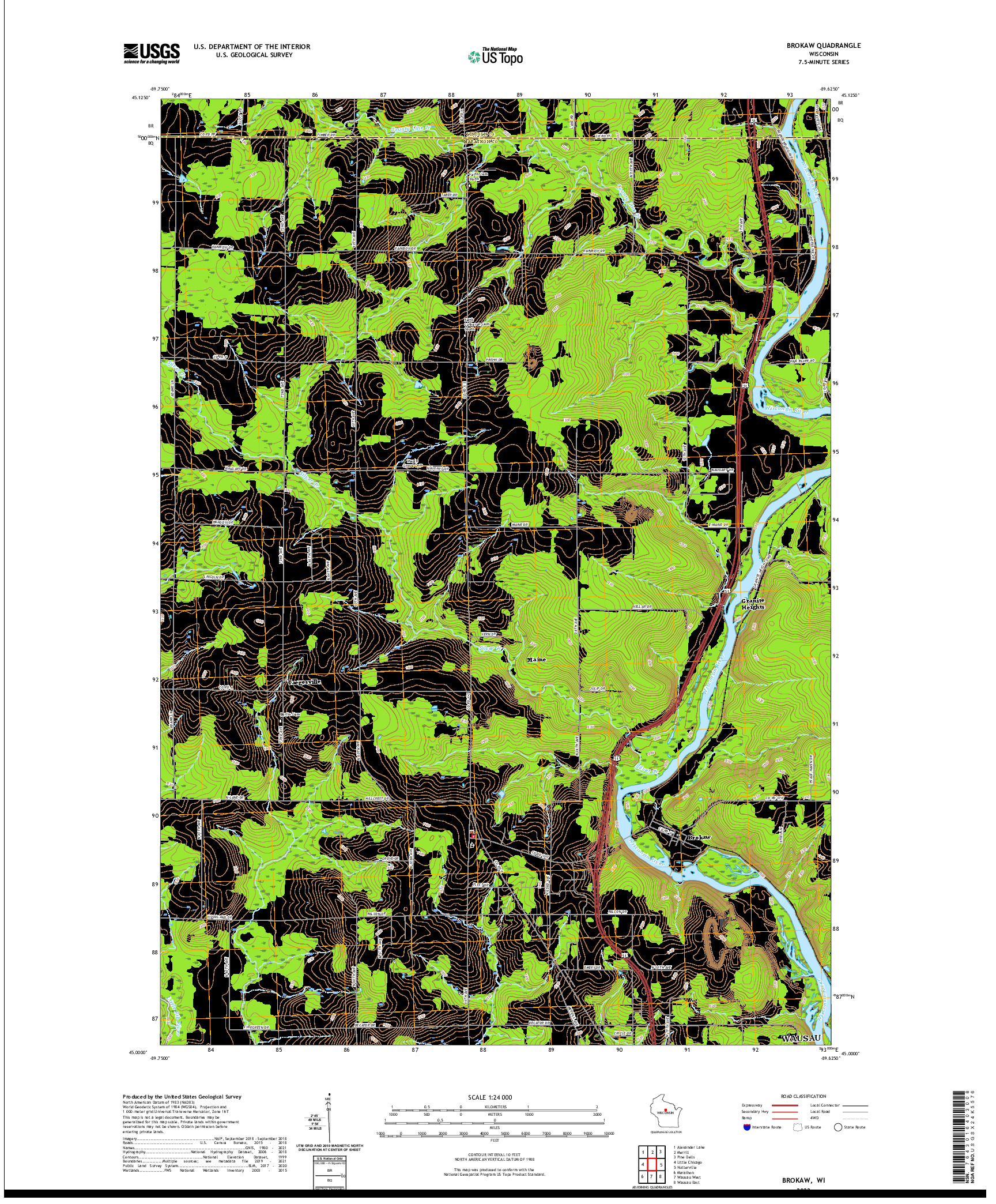 US TOPO 7.5-MINUTE MAP FOR BROKAW, WI