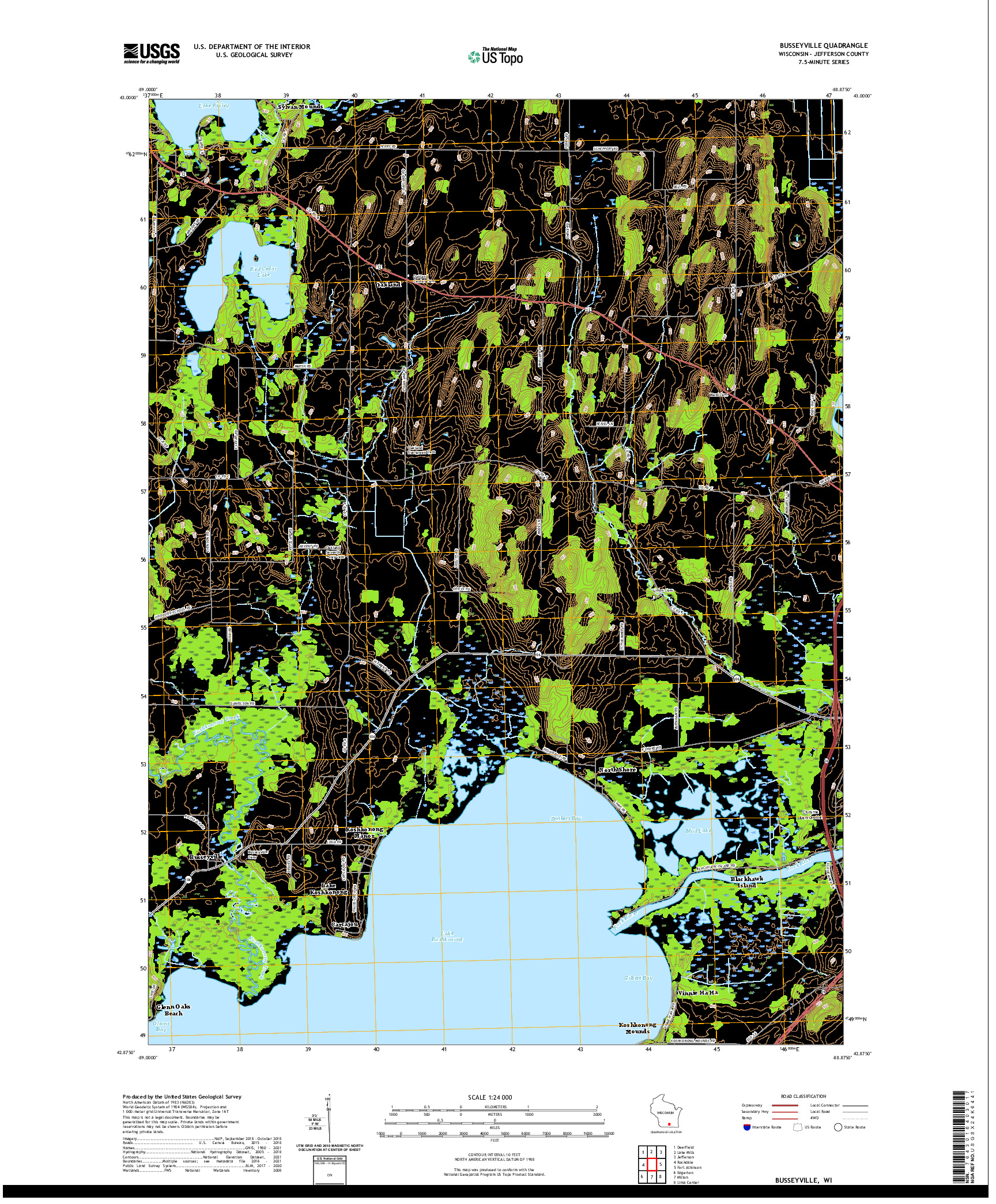 US TOPO 7.5-MINUTE MAP FOR BUSSEYVILLE, WI