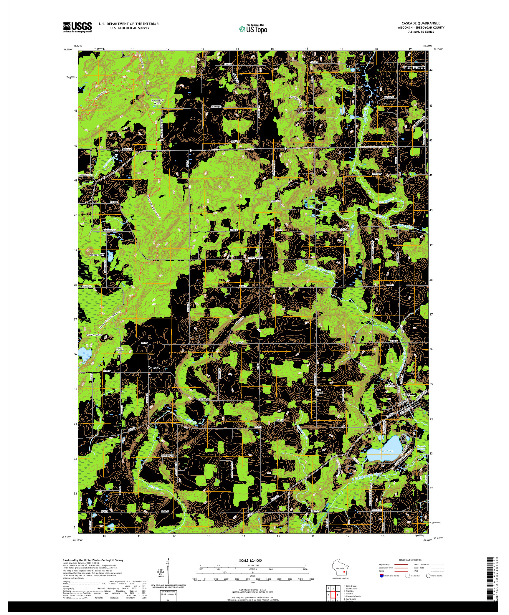 US TOPO 7.5-MINUTE MAP FOR CASCADE, WI