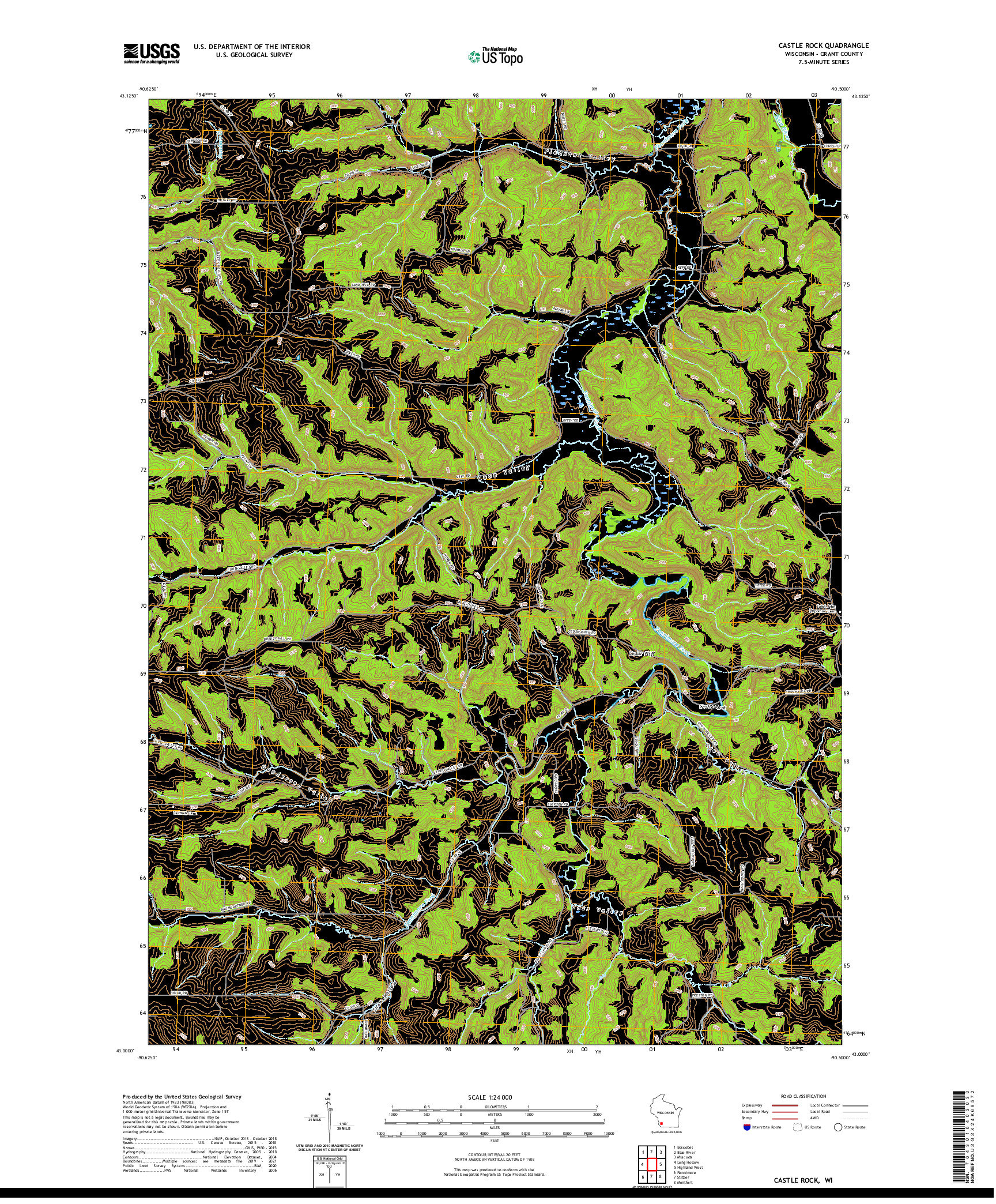 US TOPO 7.5-MINUTE MAP FOR CASTLE ROCK, WI