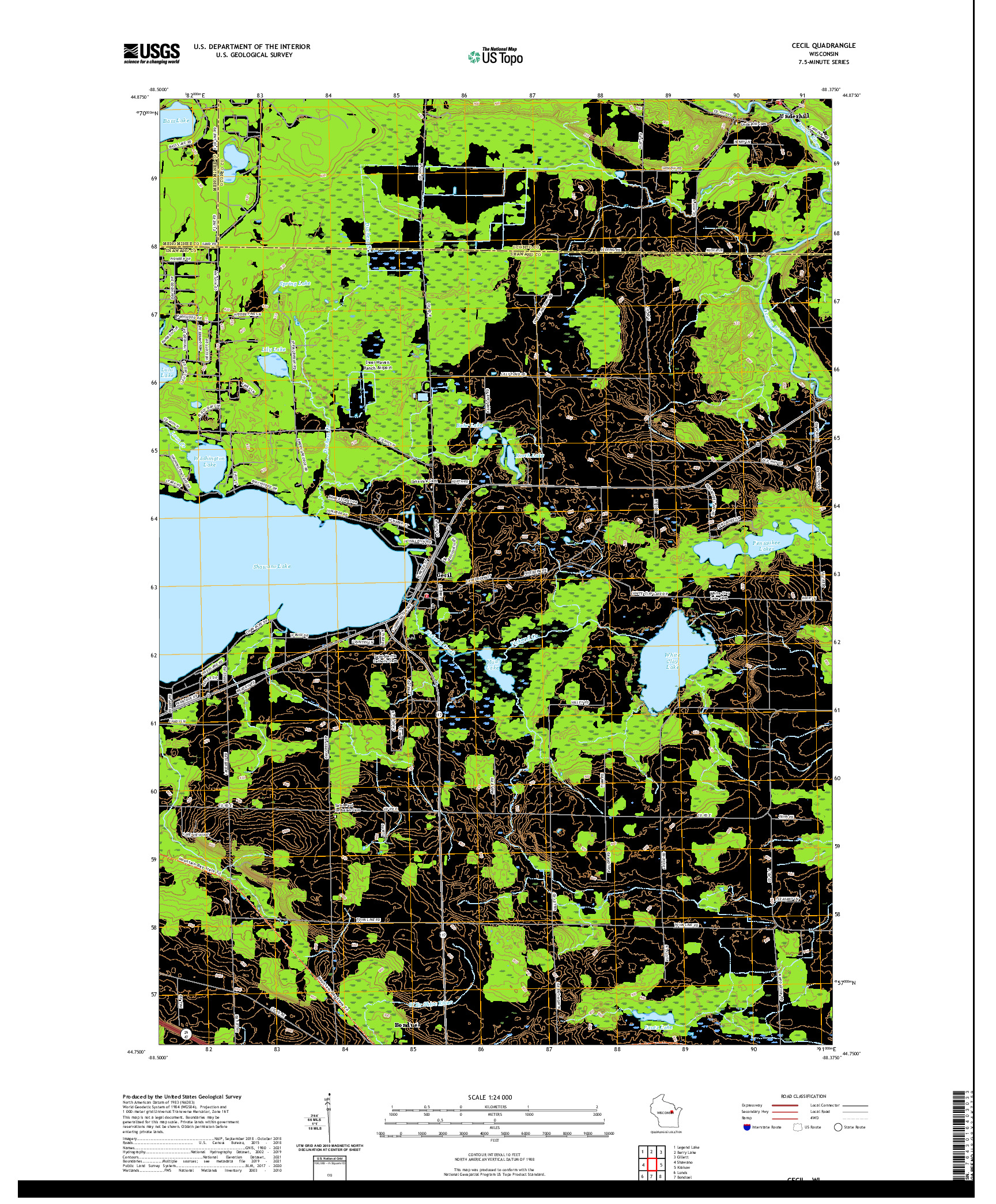 US TOPO 7.5-MINUTE MAP FOR CECIL, WI