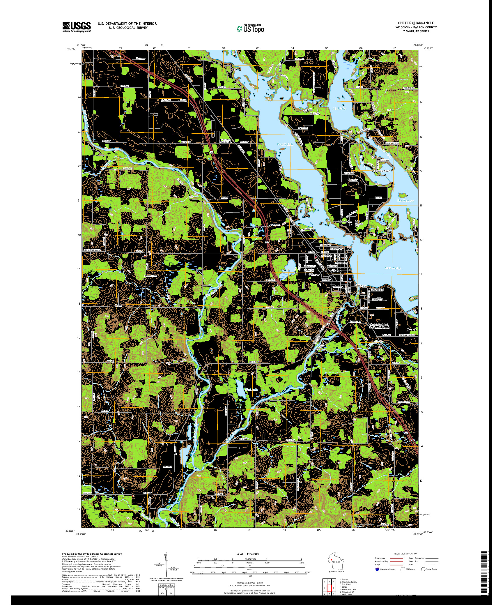 US TOPO 7.5-MINUTE MAP FOR CHETEK, WI