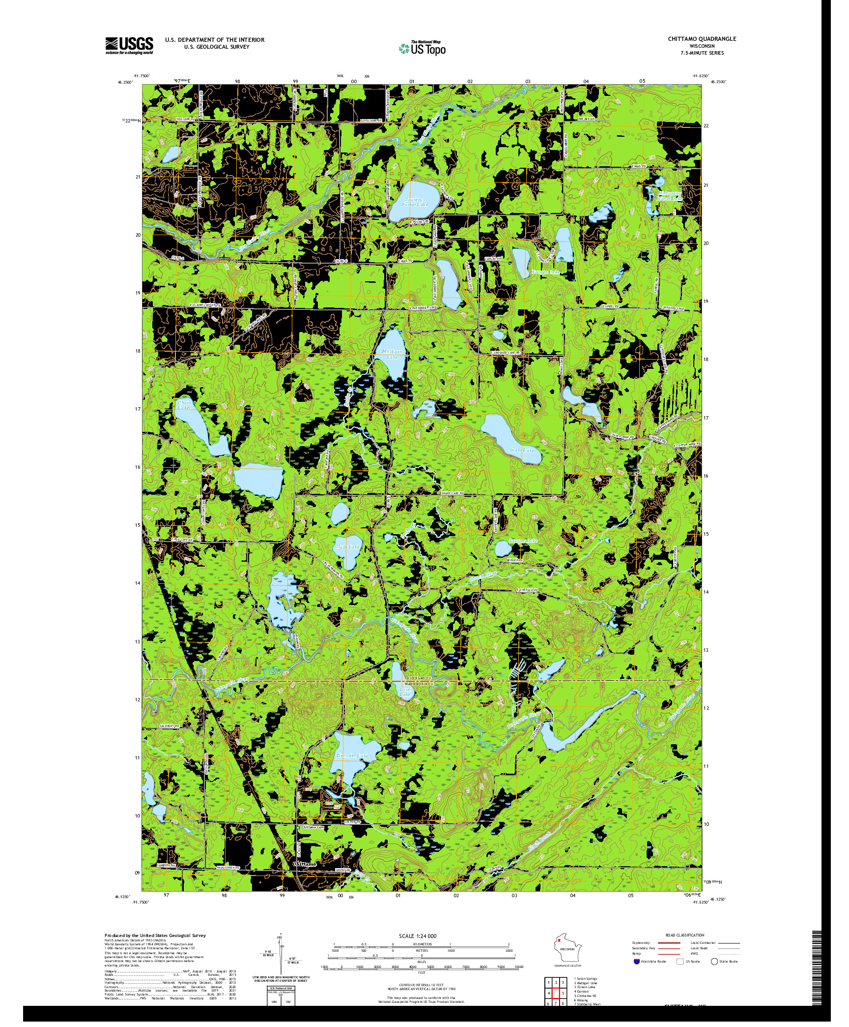 US TOPO 7.5-MINUTE MAP FOR CHITTAMO, WI