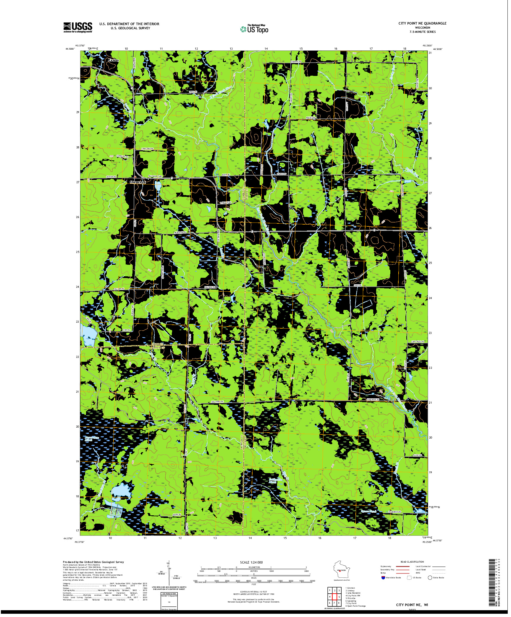 US TOPO 7.5-MINUTE MAP FOR CITY POINT NE, WI