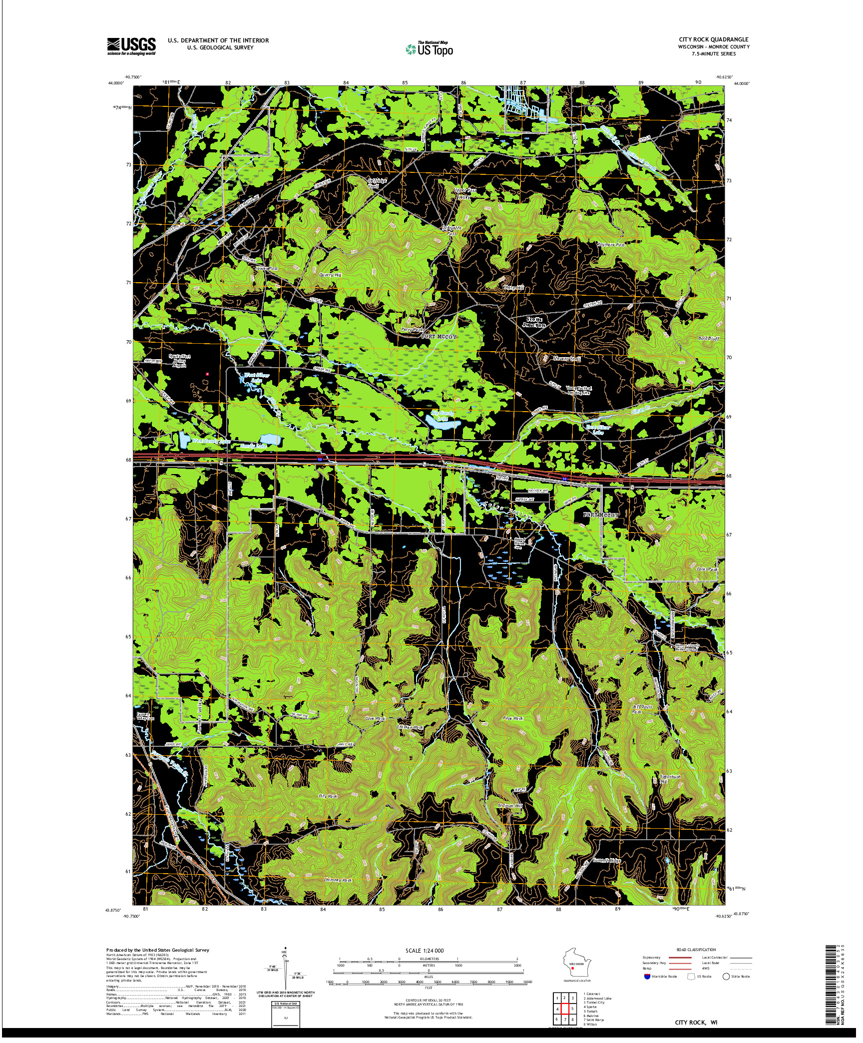 US TOPO 7.5-MINUTE MAP FOR CITY ROCK, WI