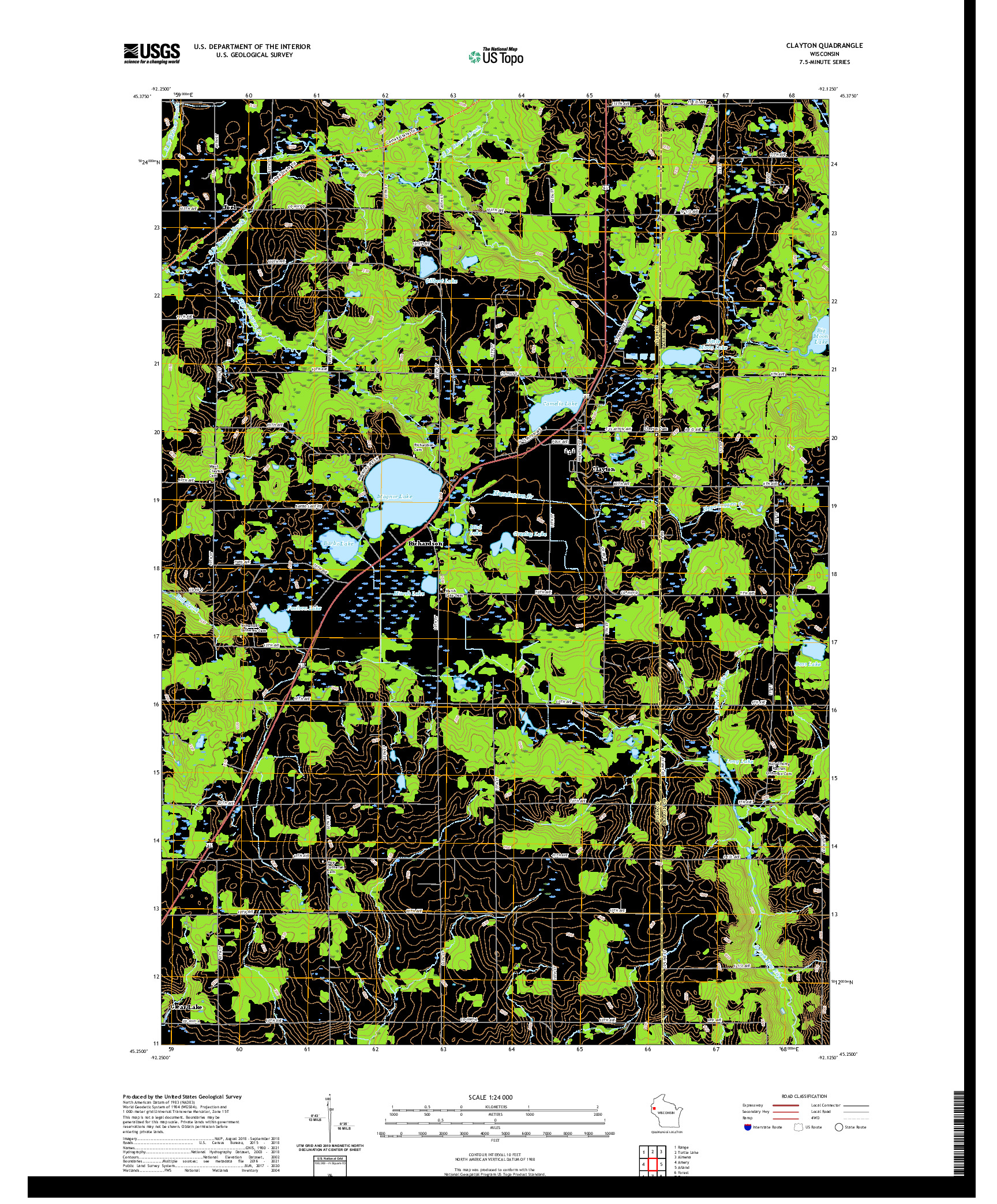 US TOPO 7.5-MINUTE MAP FOR CLAYTON, WI