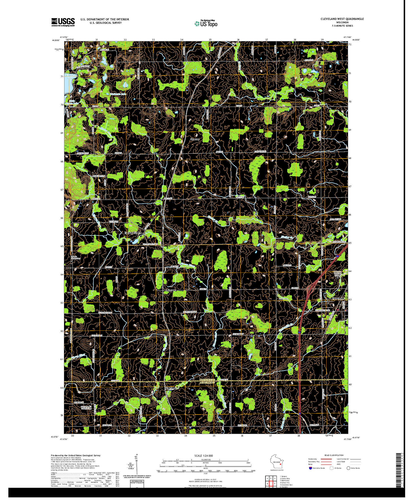 US TOPO 7.5-MINUTE MAP FOR CLEVELAND WEST, WI