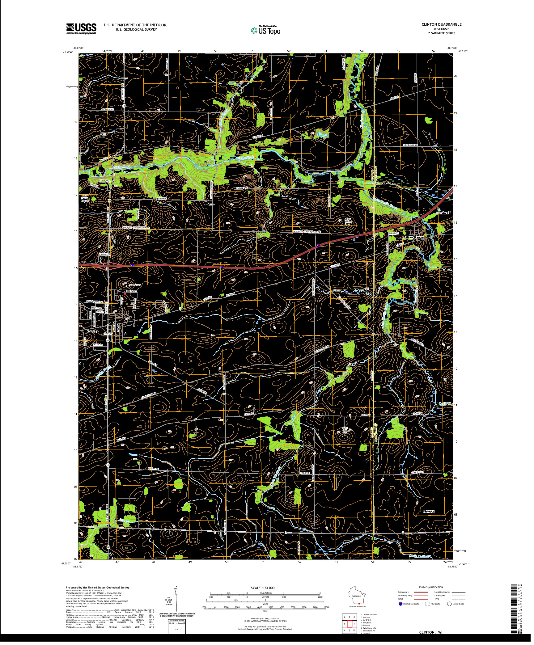 US TOPO 7.5-MINUTE MAP FOR CLINTON, WI