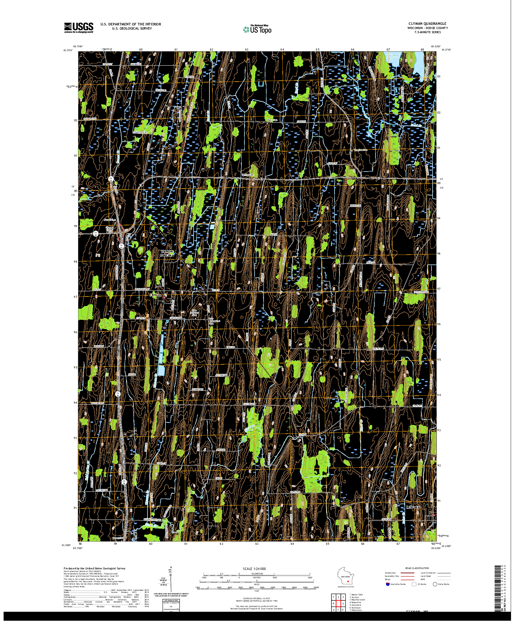 US TOPO 7.5-MINUTE MAP FOR CLYMAN, WI