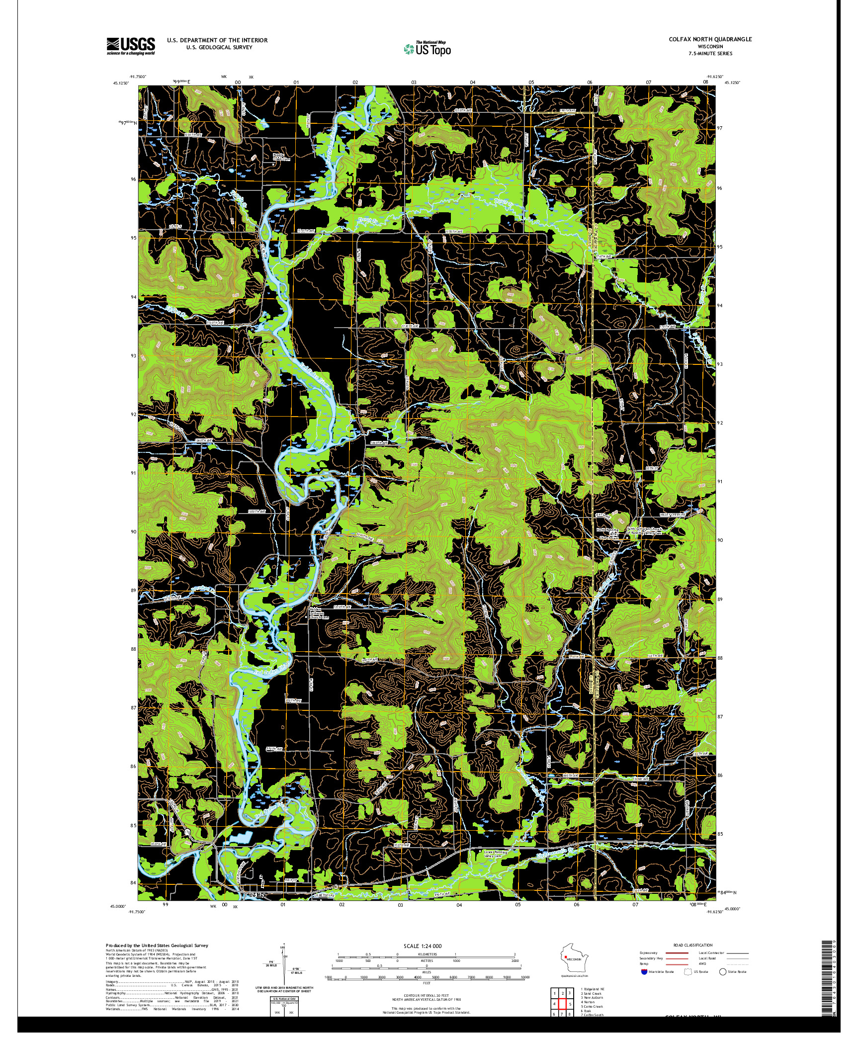 US TOPO 7.5-MINUTE MAP FOR COLFAX NORTH, WI