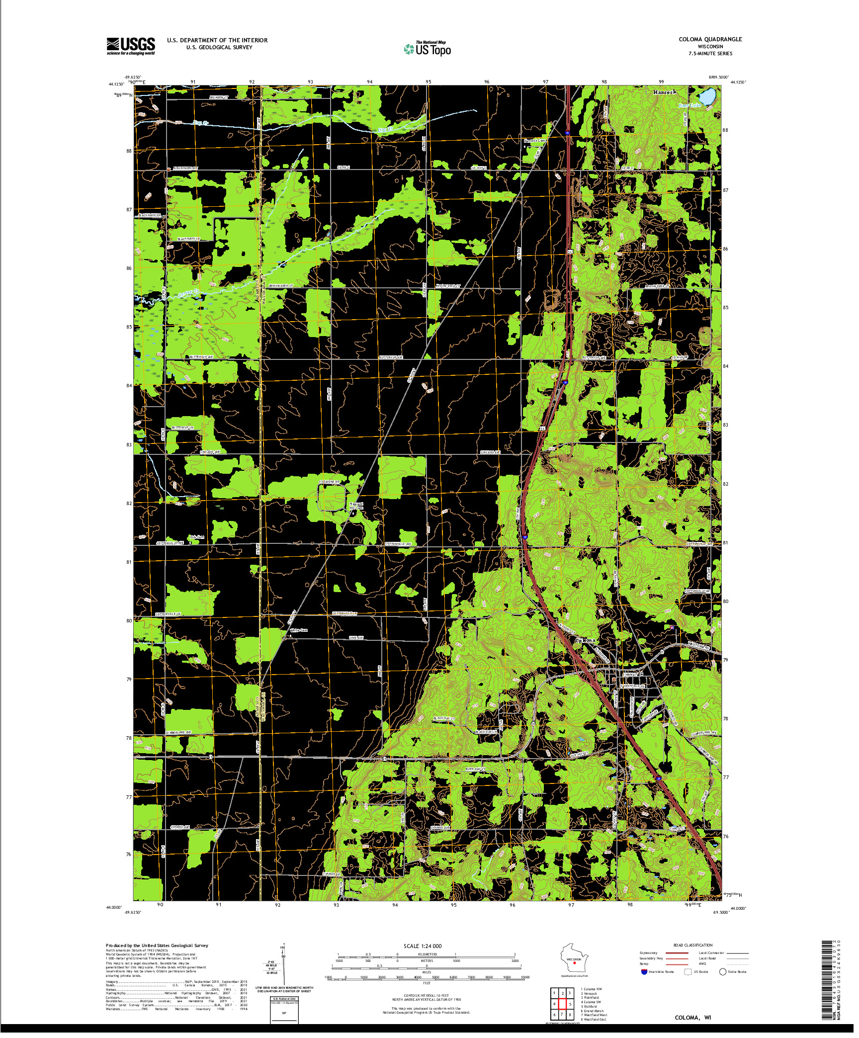 US TOPO 7.5-MINUTE MAP FOR COLOMA, WI