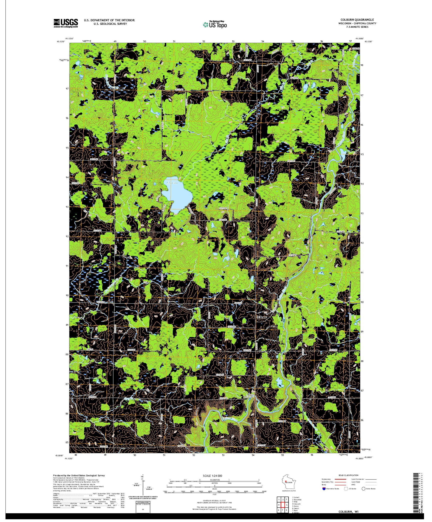 US TOPO 7.5-MINUTE MAP FOR COLBURN, WI