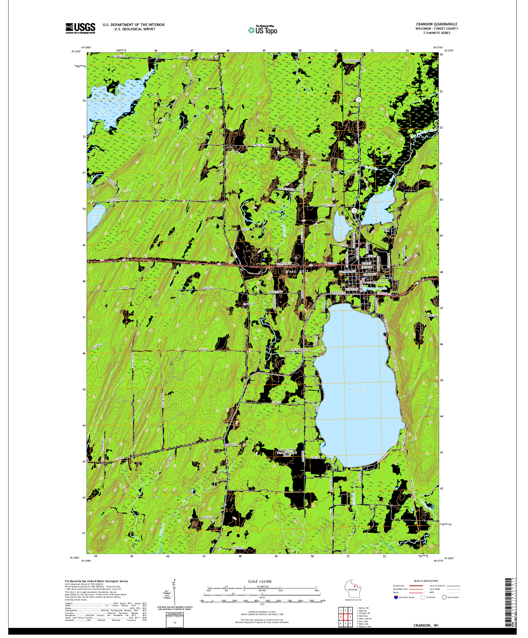 US TOPO 7.5-MINUTE MAP FOR CRANDON, WI