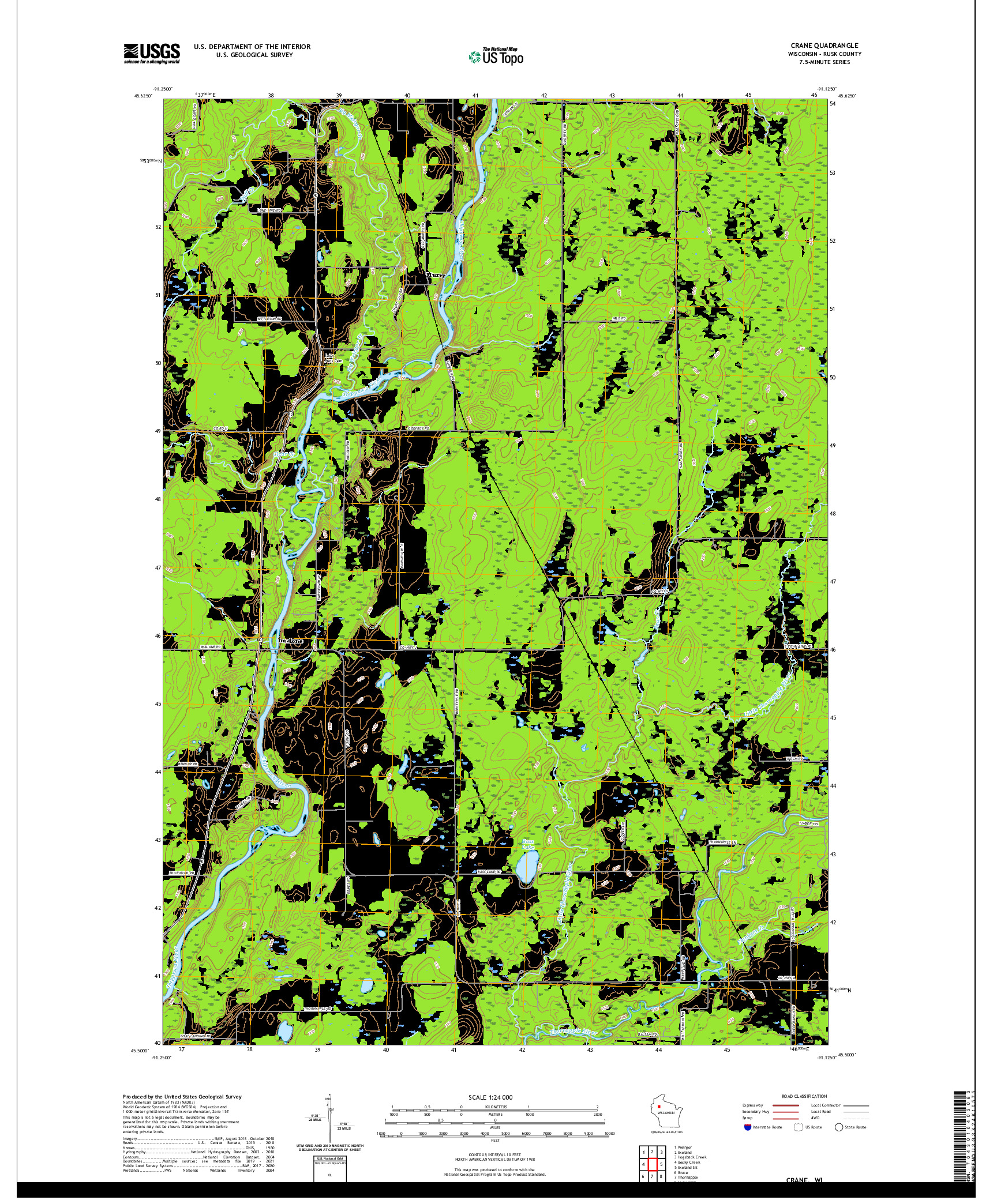 US TOPO 7.5-MINUTE MAP FOR CRANE, WI