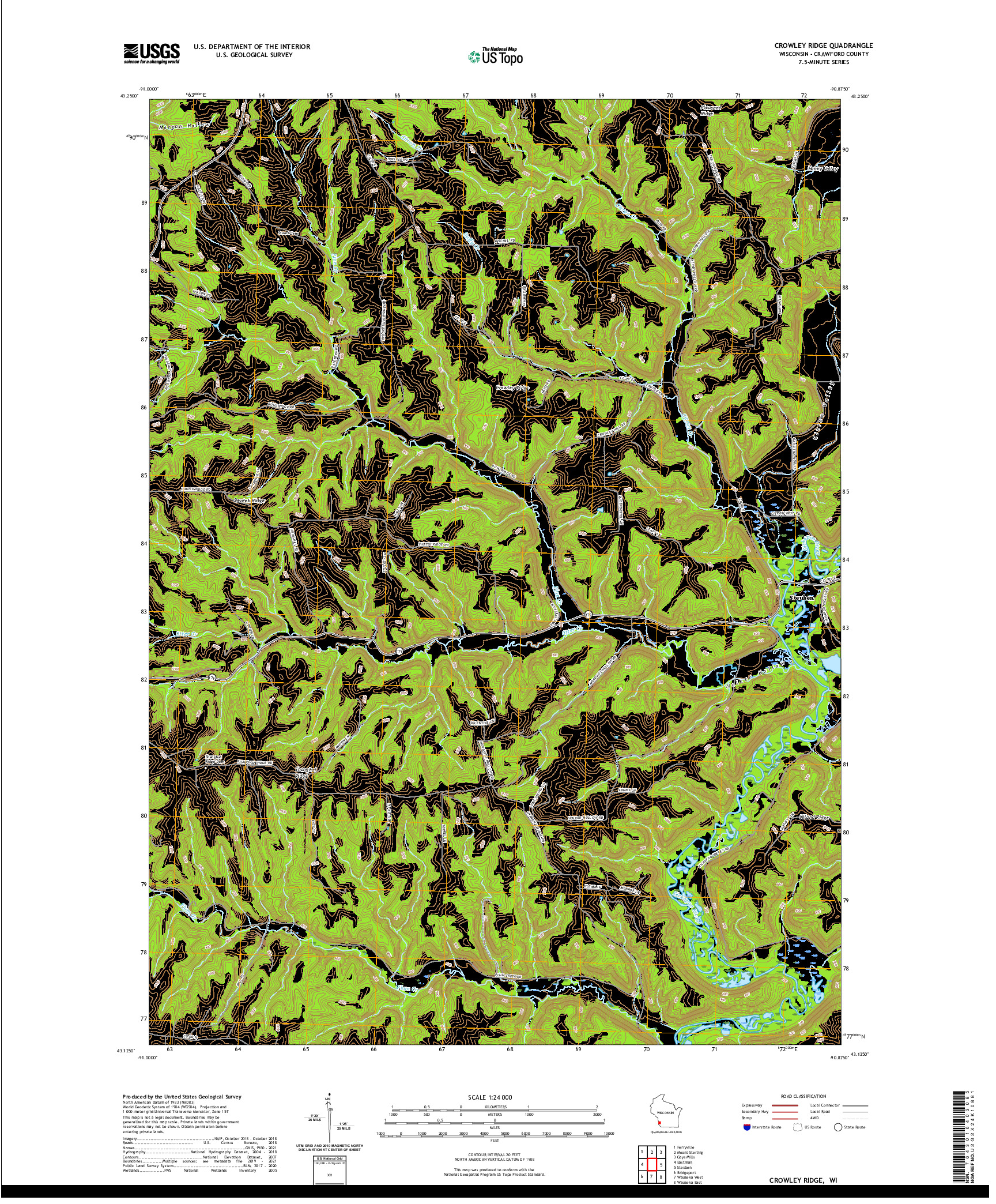 US TOPO 7.5-MINUTE MAP FOR CROWLEY RIDGE, WI