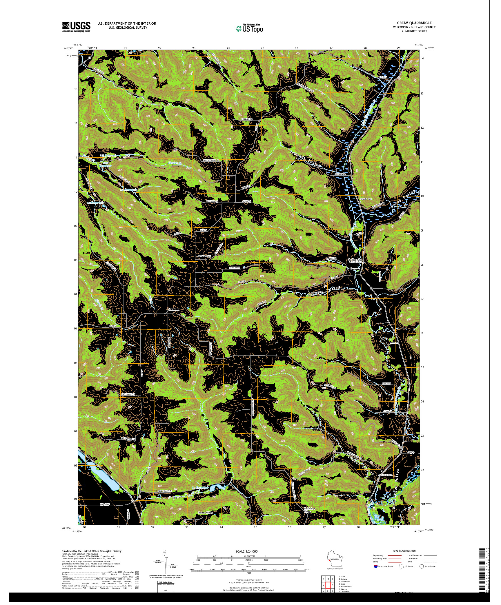 US TOPO 7.5-MINUTE MAP FOR CREAM, WI