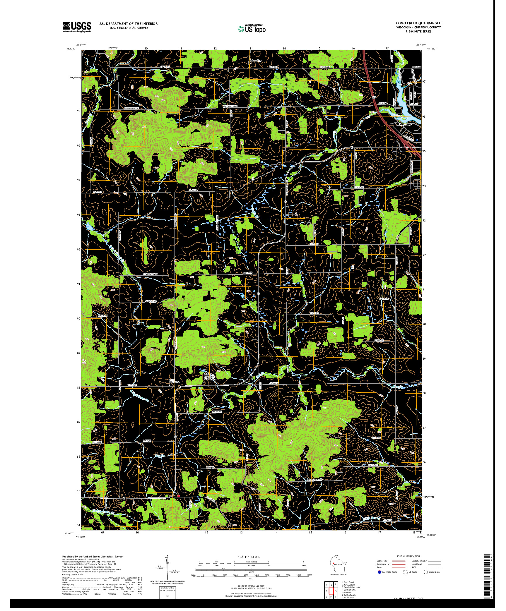 US TOPO 7.5-MINUTE MAP FOR COMO CREEK, WI