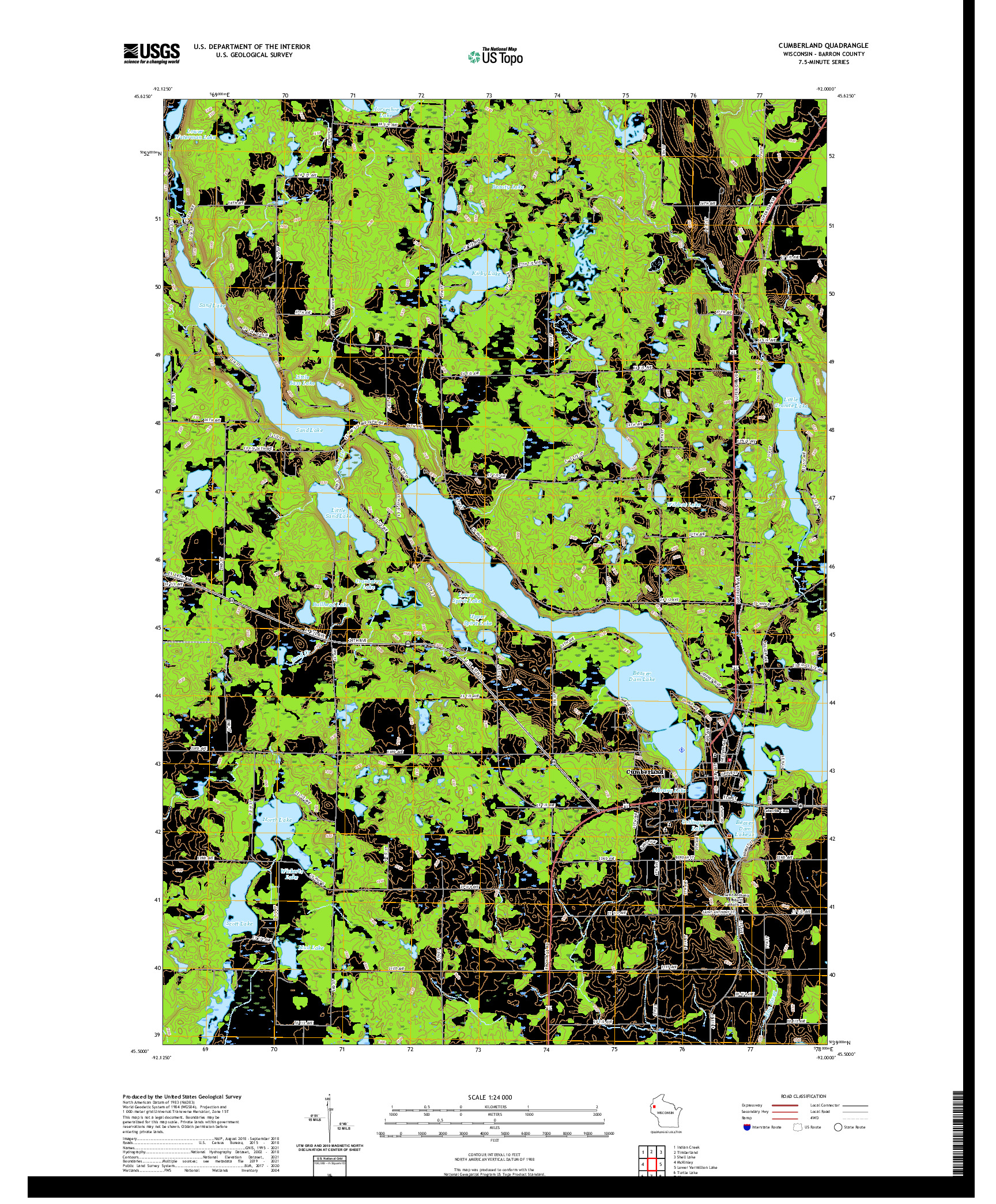 US TOPO 7.5-MINUTE MAP FOR CUMBERLAND, WI