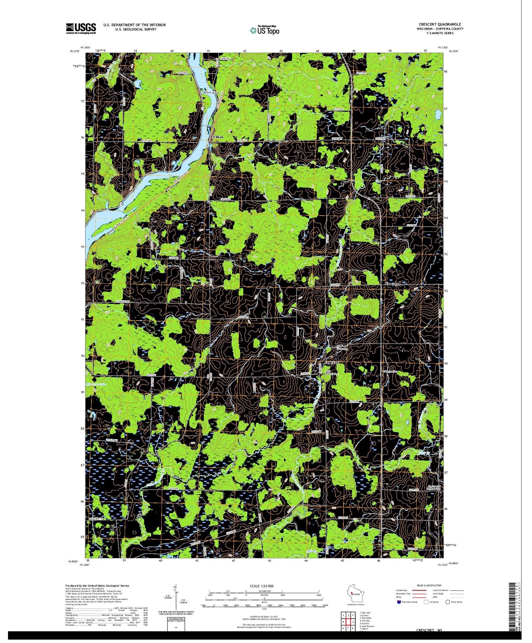 US TOPO 7.5-MINUTE MAP FOR CRESCENT, WI