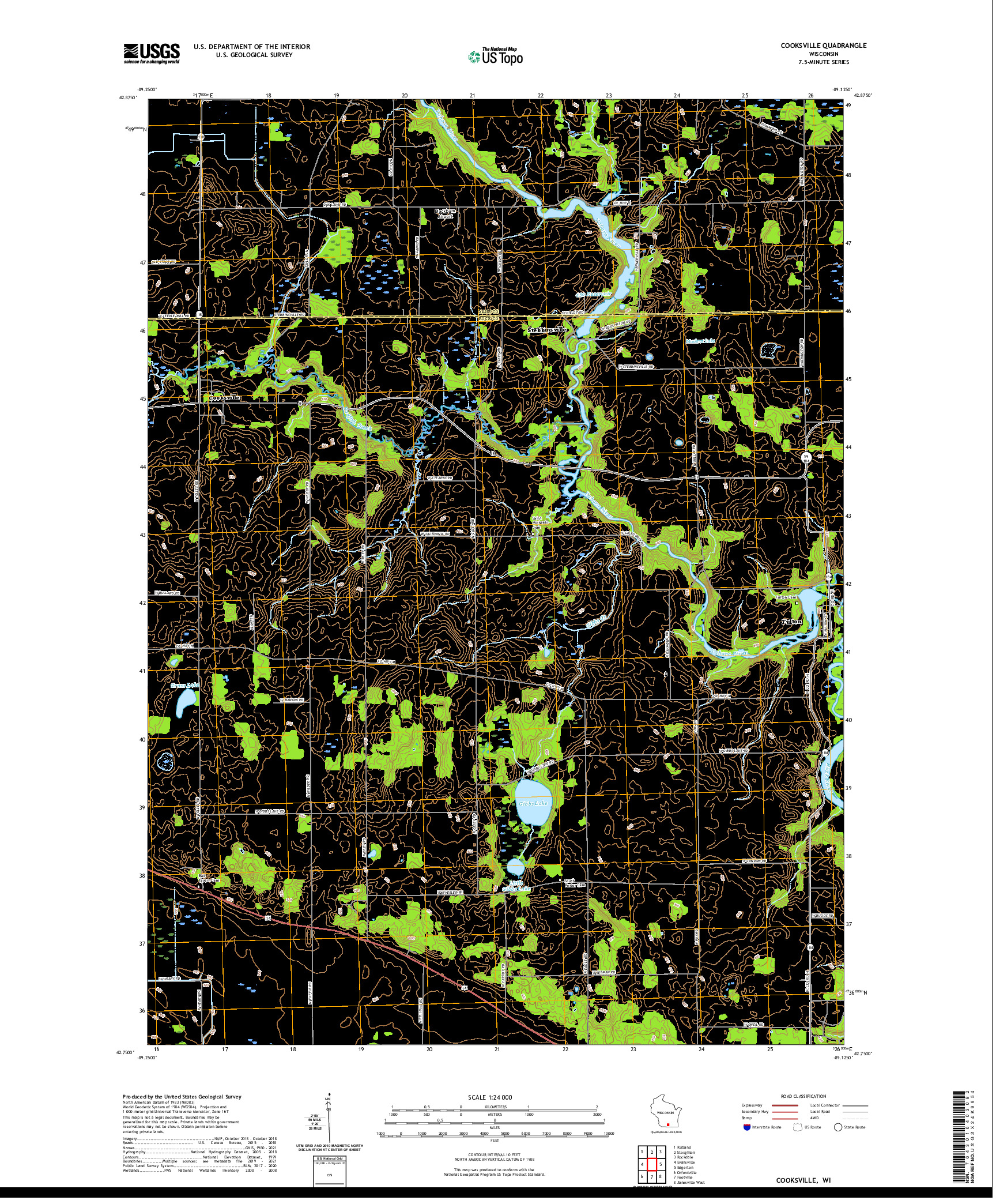 US TOPO 7.5-MINUTE MAP FOR COOKSVILLE, WI