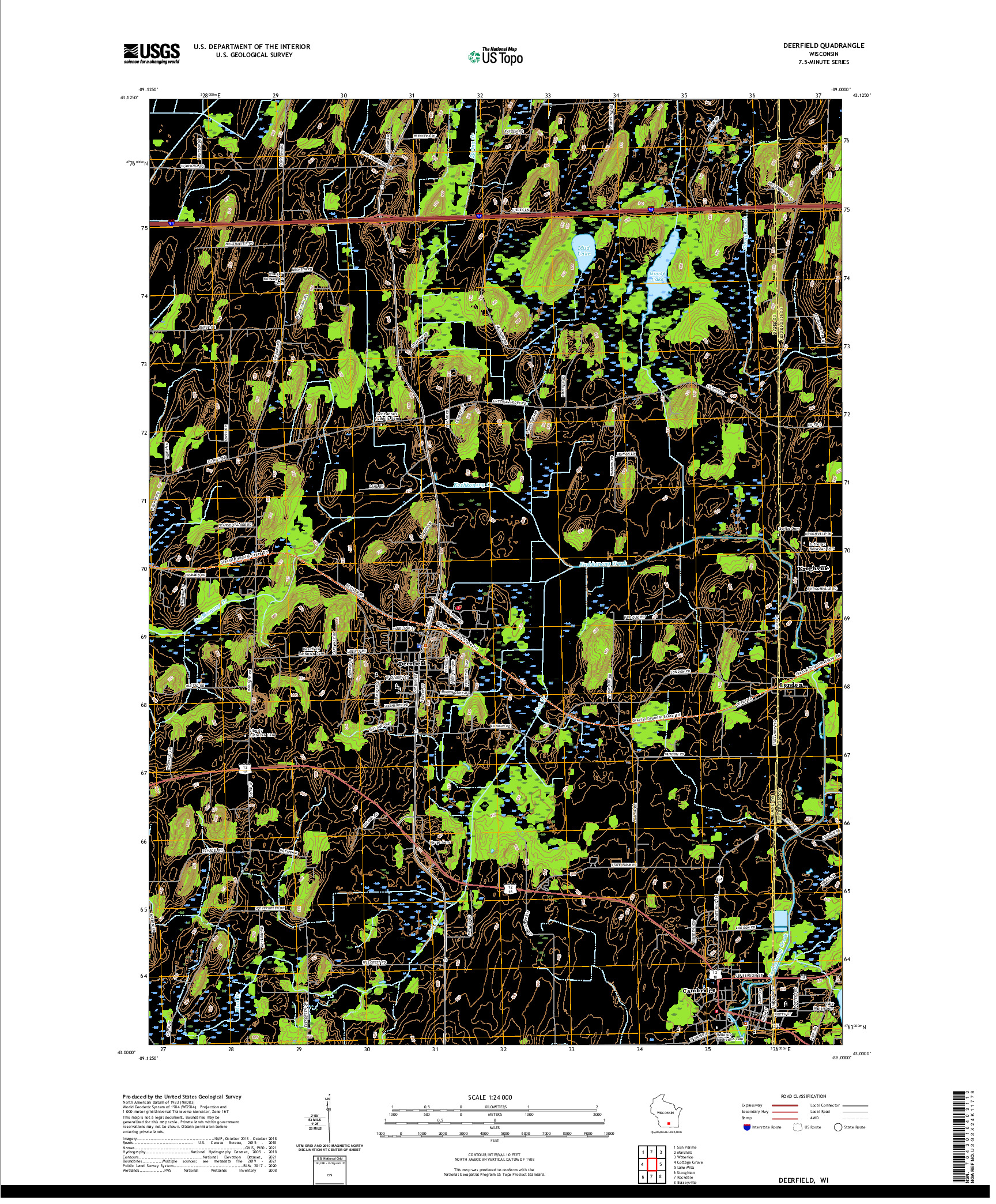 US TOPO 7.5-MINUTE MAP FOR DEERFIELD, WI