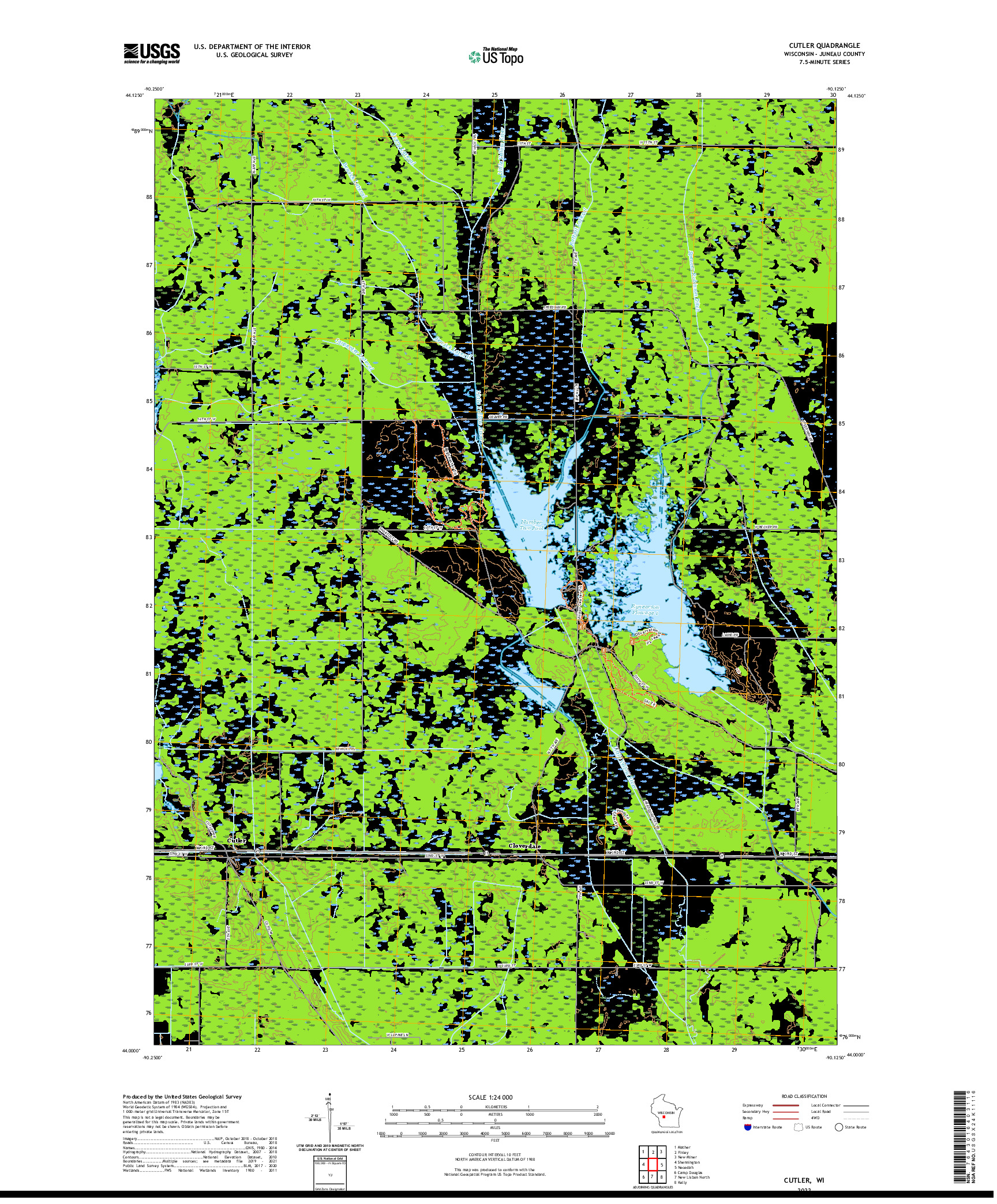 US TOPO 7.5-MINUTE MAP FOR CUTLER, WI