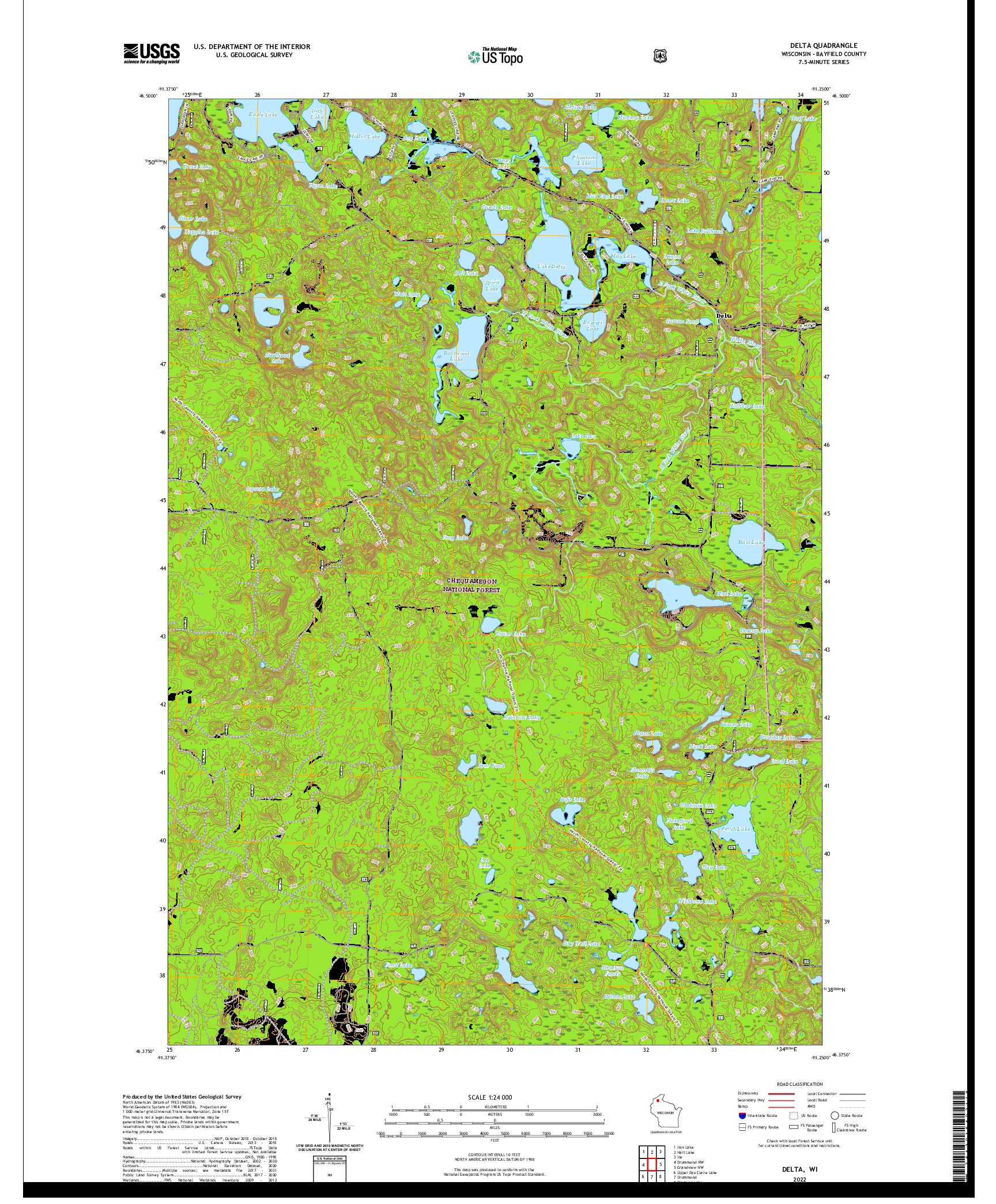 US TOPO 7.5-MINUTE MAP FOR DELTA, WI