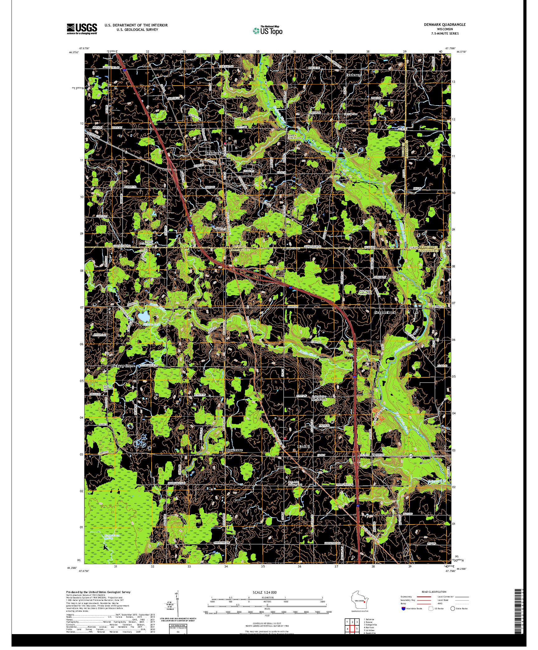 US TOPO 7.5-MINUTE MAP FOR DENMARK, WI