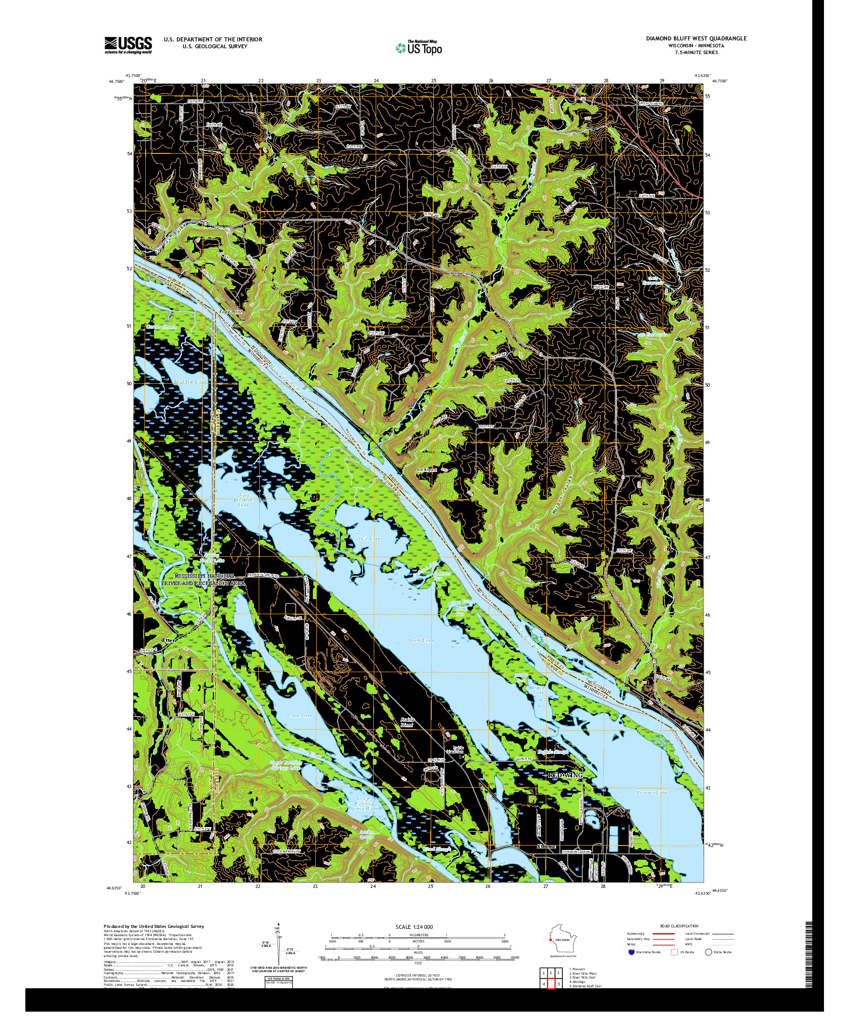 US TOPO 7.5-MINUTE MAP FOR DIAMOND BLUFF WEST, WI,MN