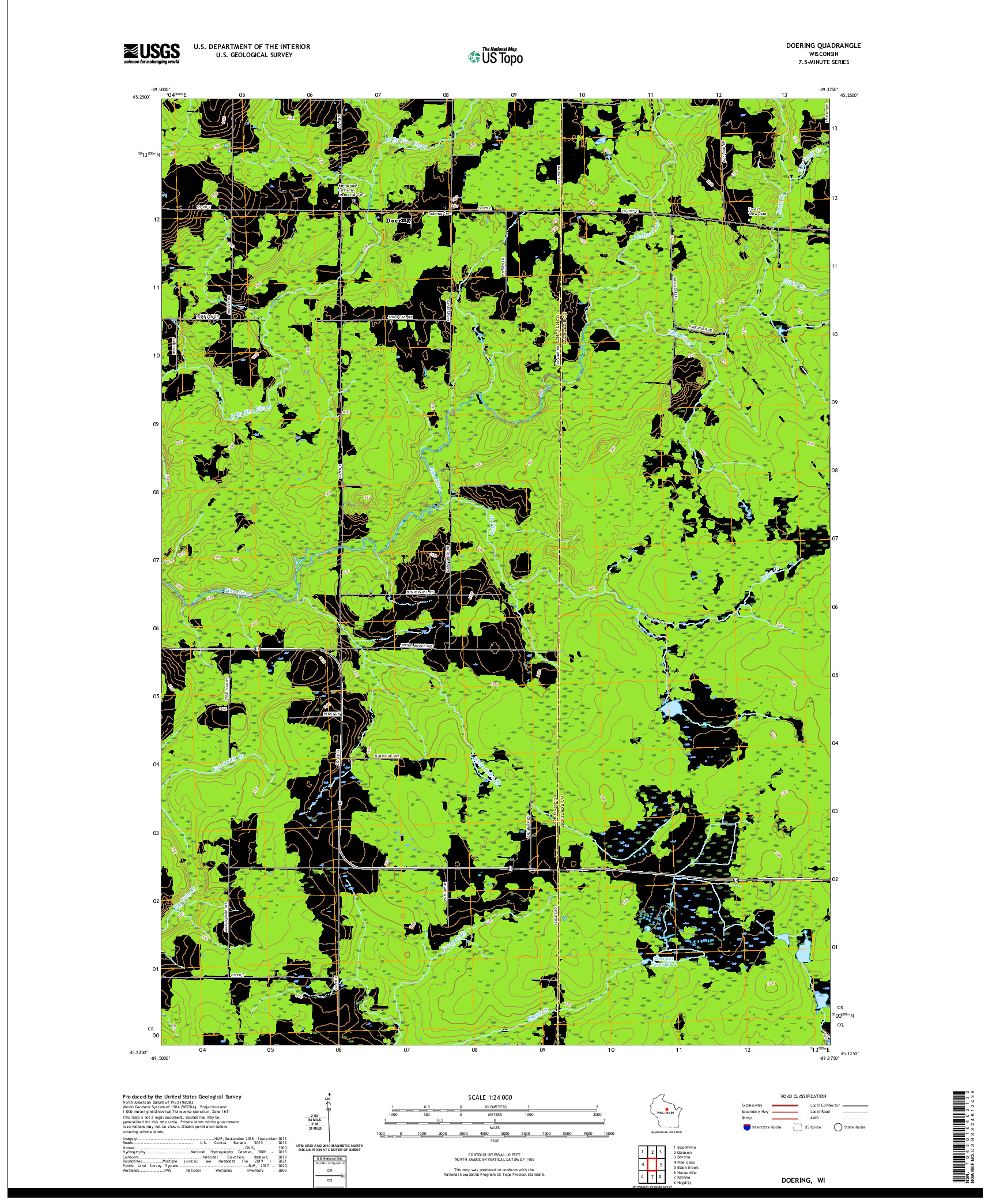 US TOPO 7.5-MINUTE MAP FOR DOERING, WI