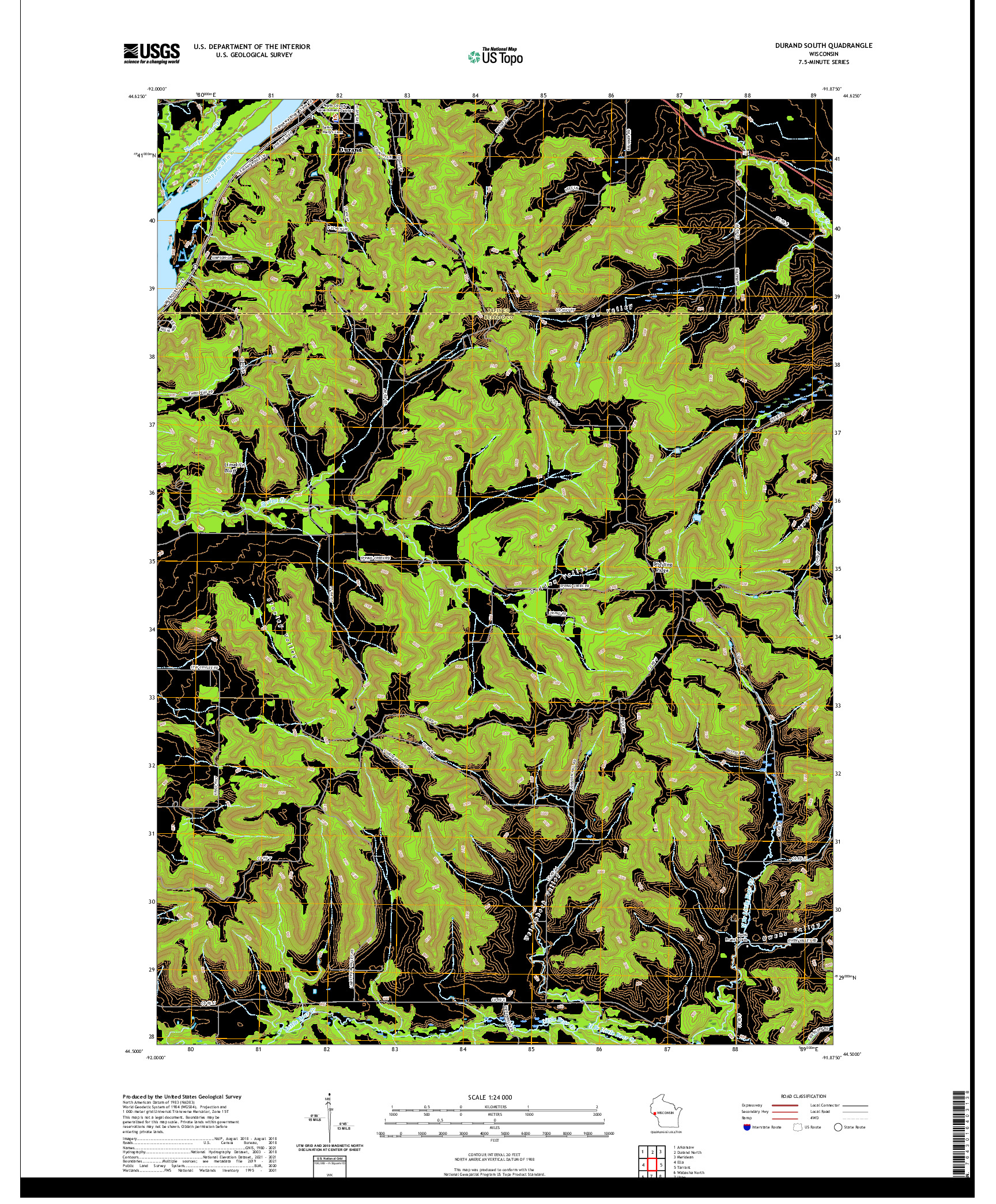 US TOPO 7.5-MINUTE MAP FOR DURAND SOUTH, WI