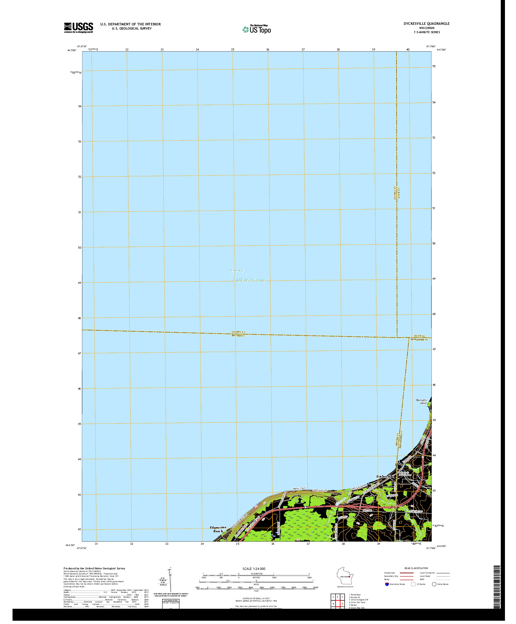 US TOPO 7.5-MINUTE MAP FOR DYCKESVILLE, WI